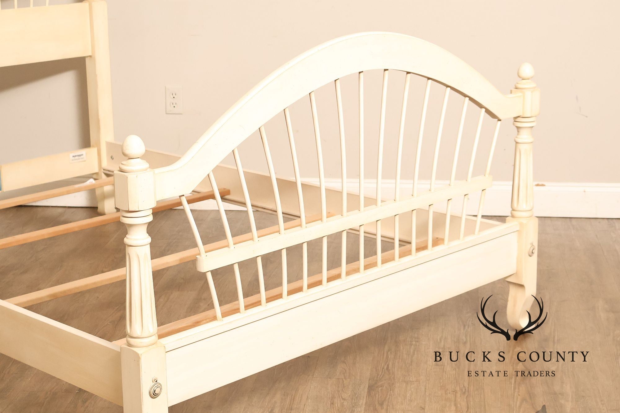 Ethan Allen French Country Style Cream Painted Full Spindle Bedframe
