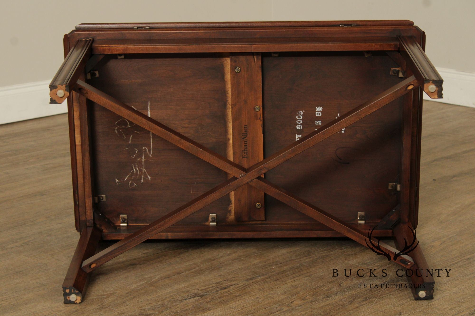 Ethan Allen Georgian Court Collection Chippendale Style Cherry Butler's Tray Coffee Table
