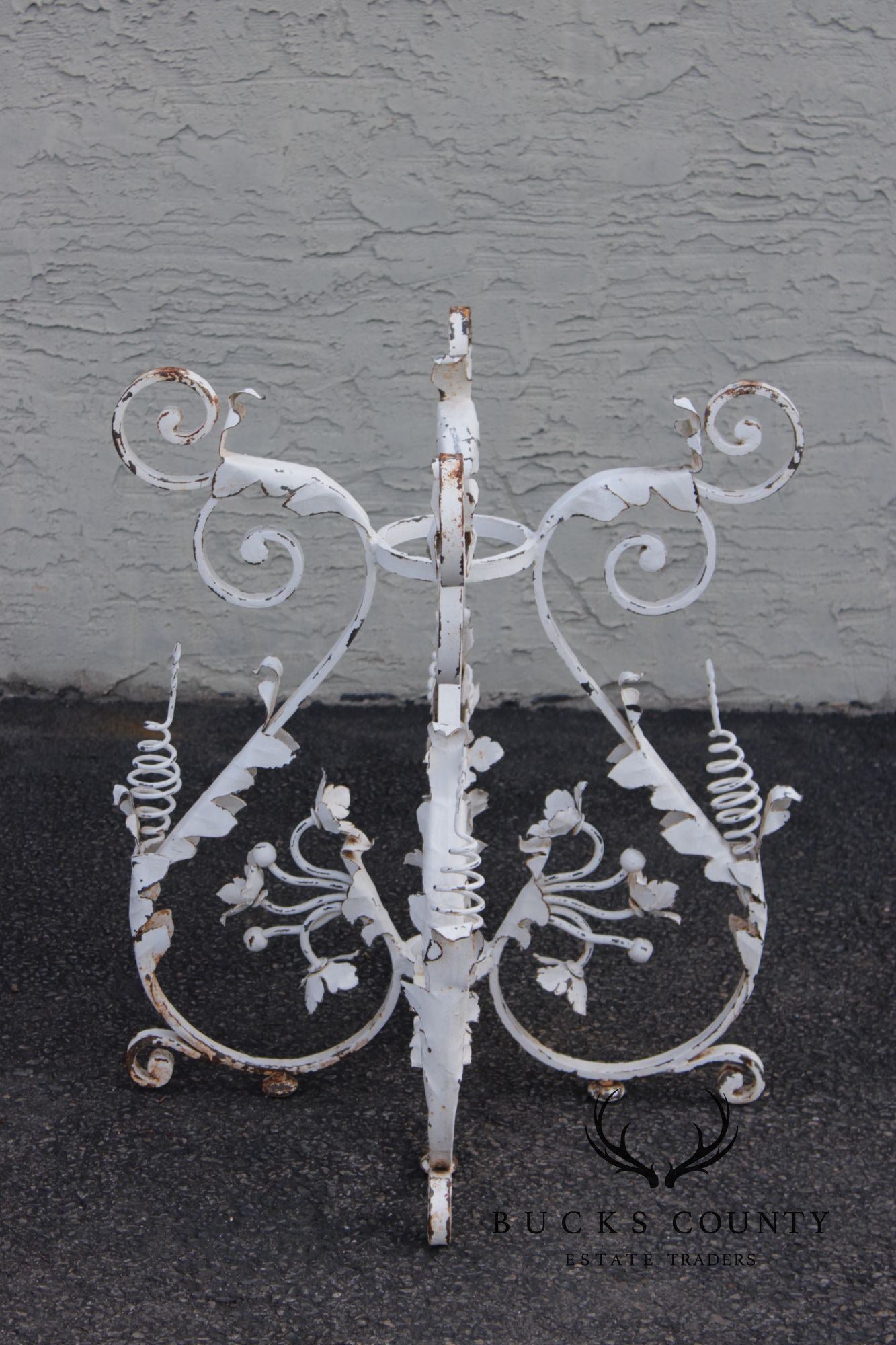 Vintage Italian Style Painted Wrought Iron Garden Plant Stand or Table Base