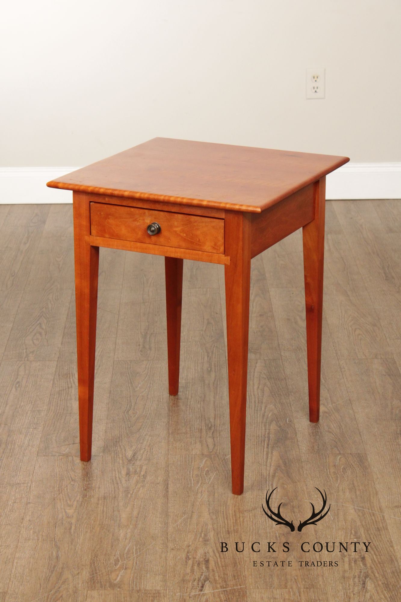 Hepplewhite Style Custom Crafted Pair of Cherry One Drawer Work Stands