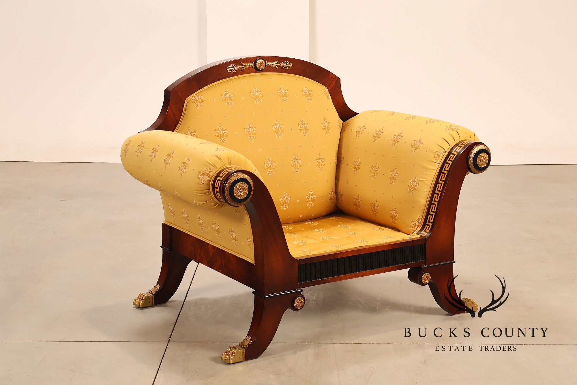 Empire Style Mahogany Armchair With Gilt Bronze Mounts