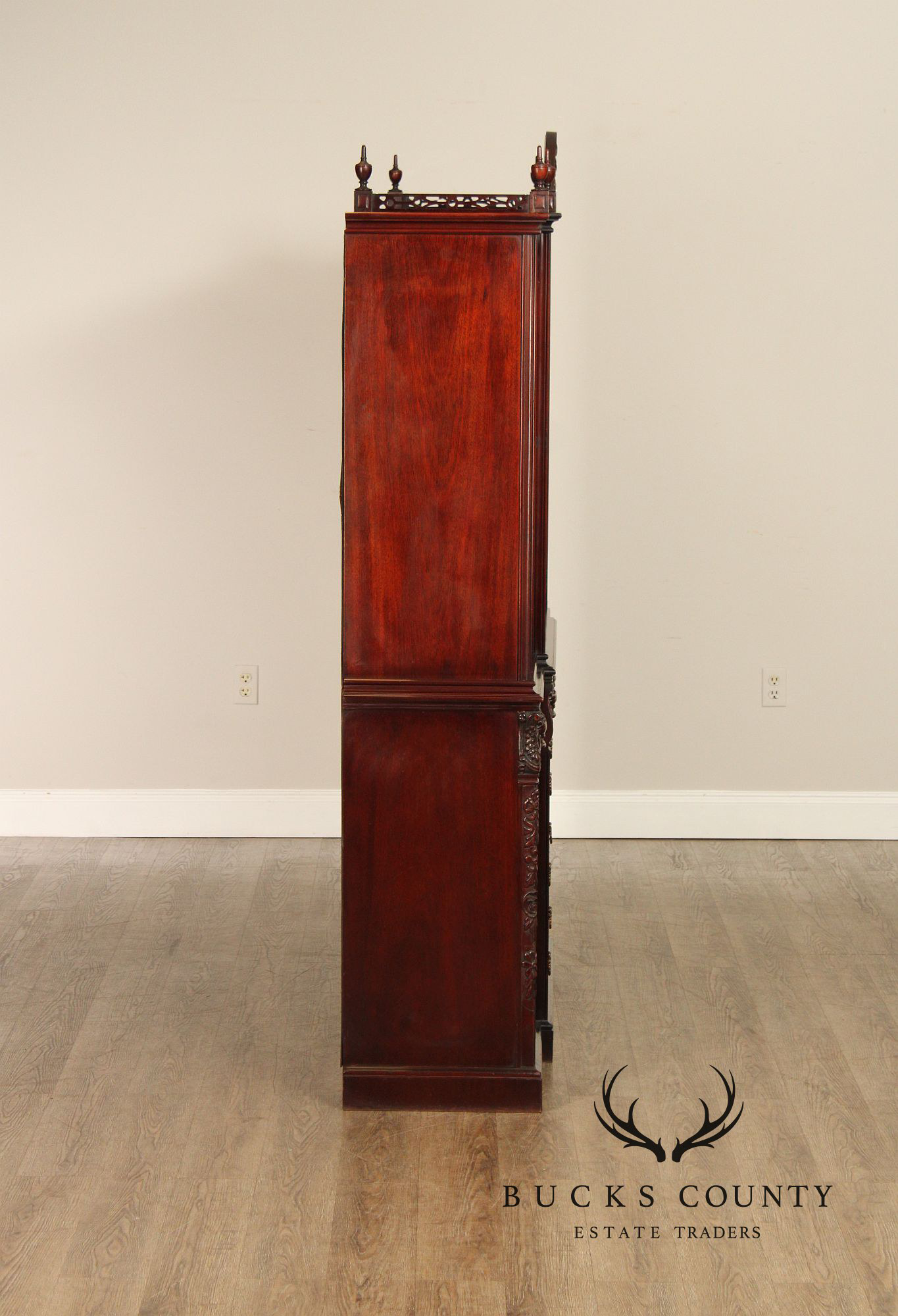 1940's Vintage Carved Mahogany China Cabinet