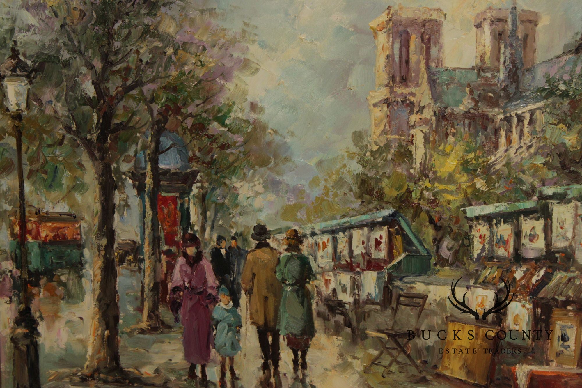 Montserrat Torrens Impressionist Style Oil Painting, French Street Scene