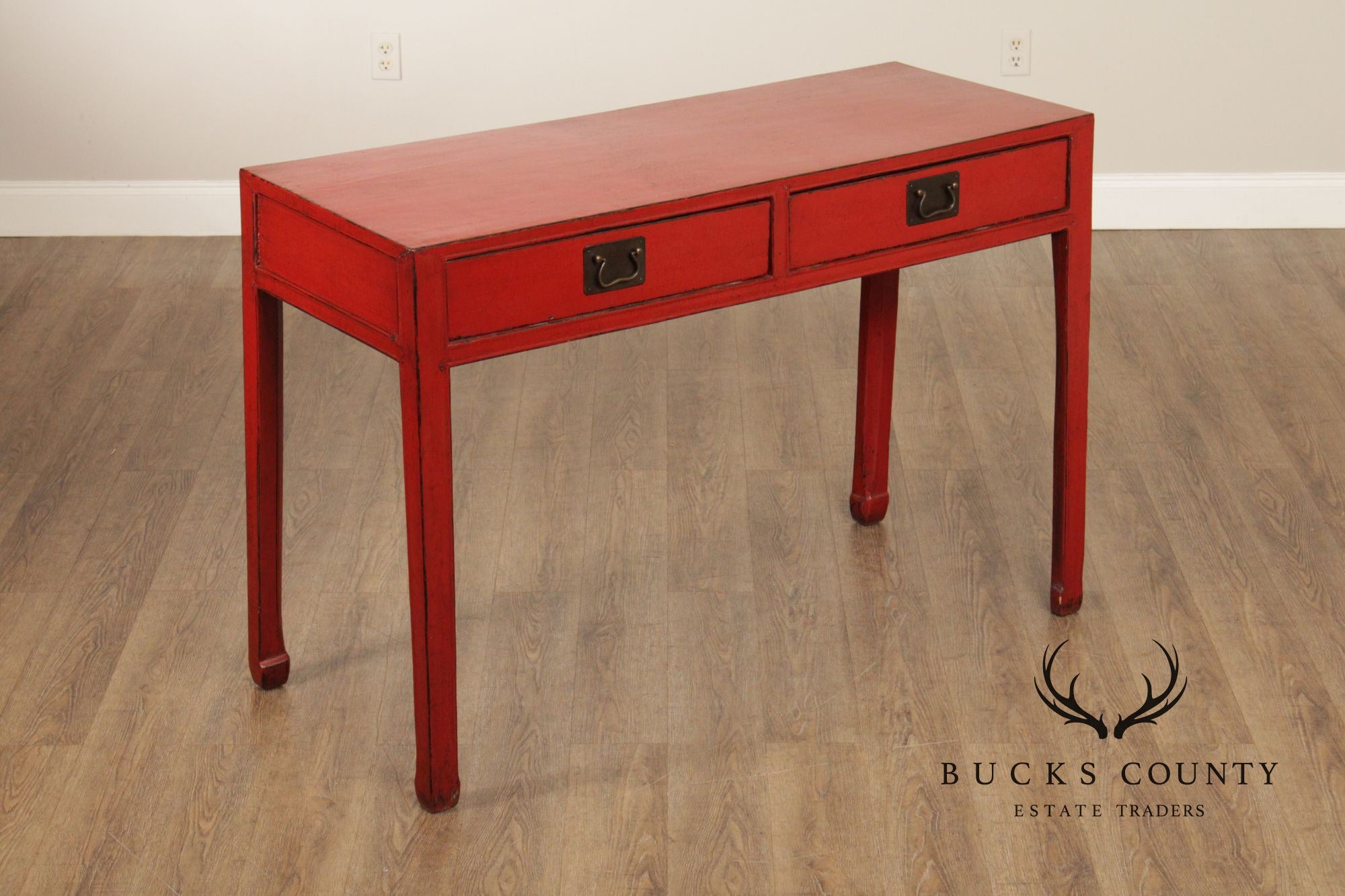 Asian Red Lacquered Console Table