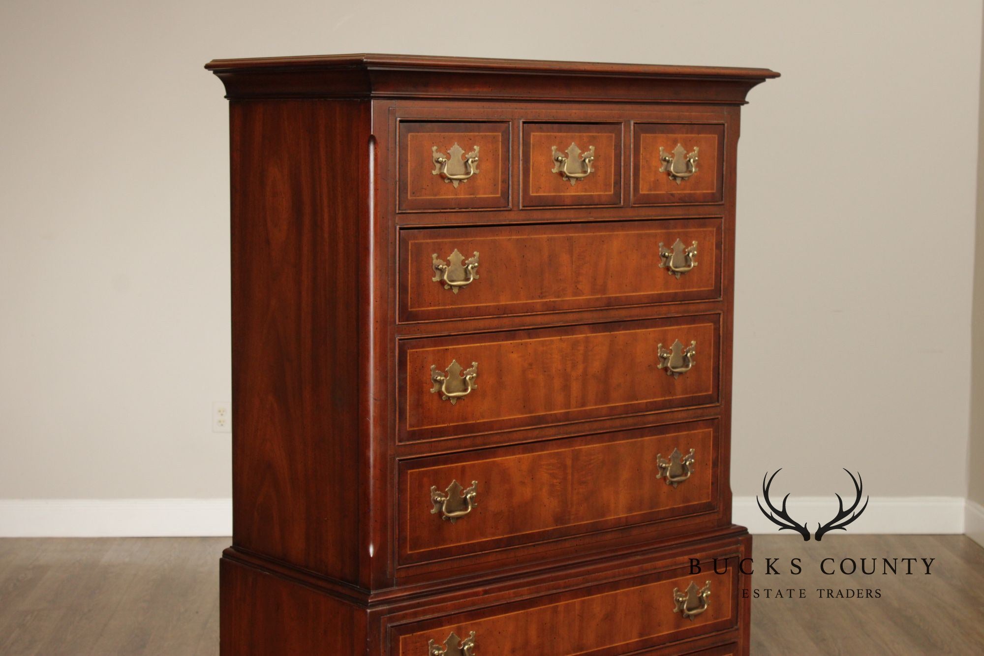 Drexel Wallace Nutting Collection Chippendale Style Mahogany Tall Chest