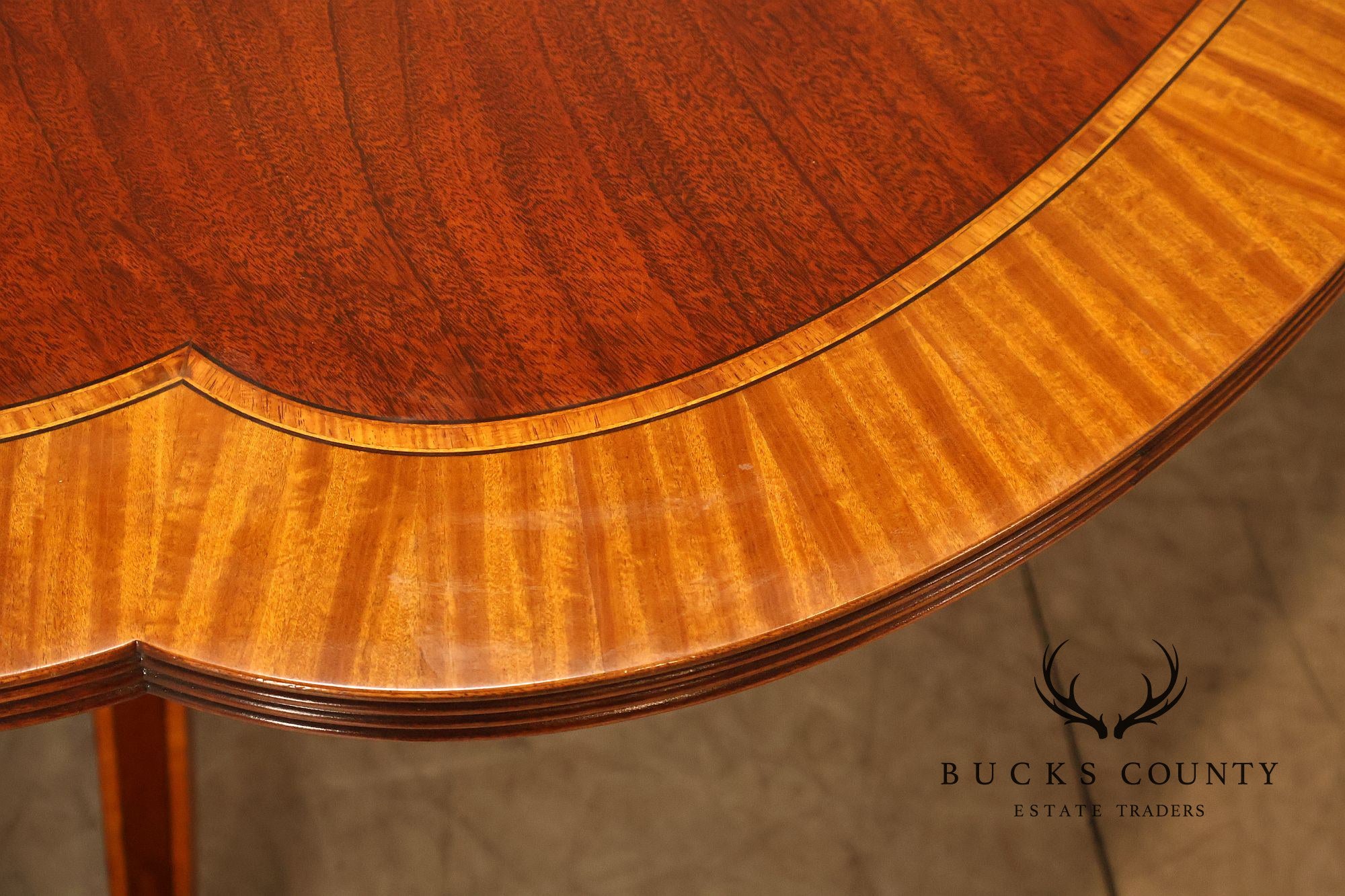 Karges Duncan Phyfe Banded Mahogany Double Pedestal Dining Table
