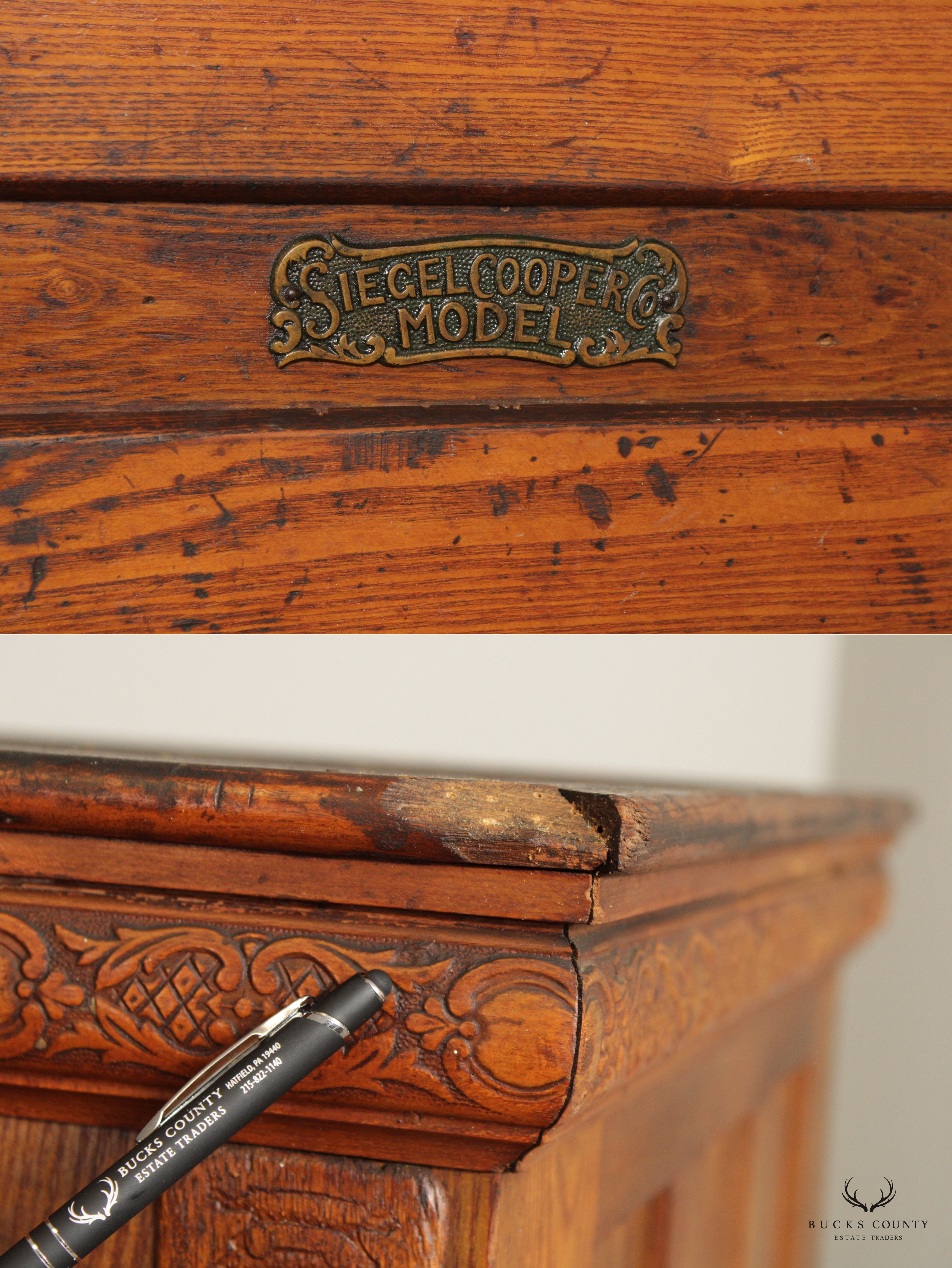 Siegel Cooper Co. Antique Monumental Oak Ice Box
