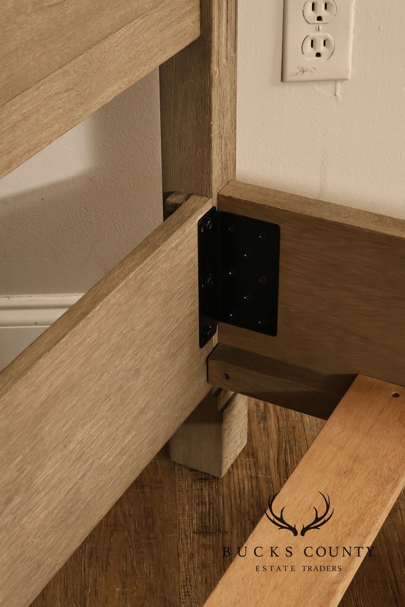 Natural Rustic Gray Finished King Size Country Style Panel Bed Frame