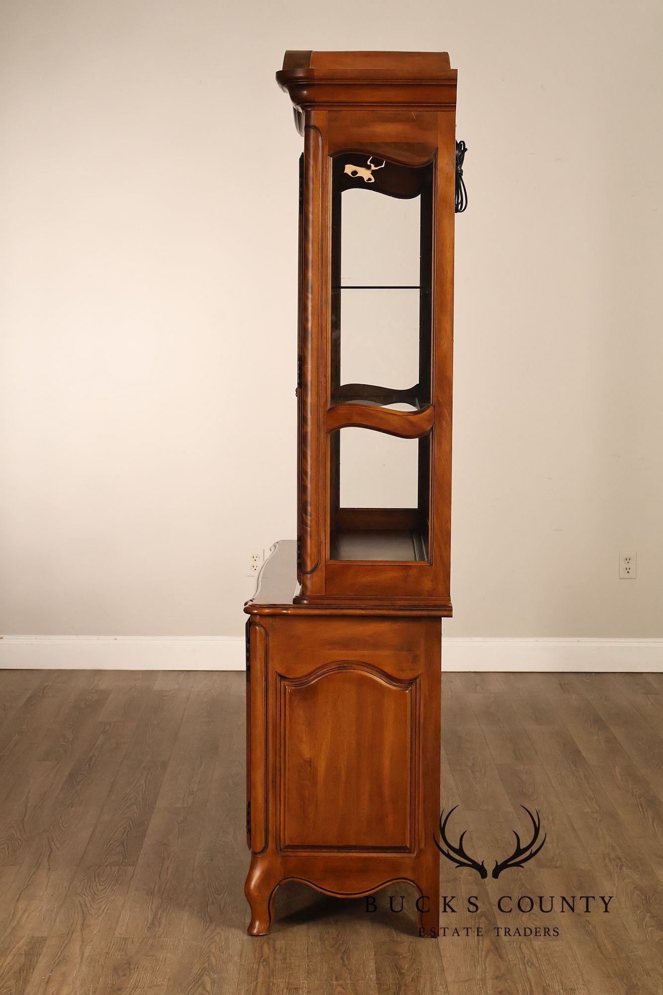 Ethan Allen French Country Two Piece China Cabinet