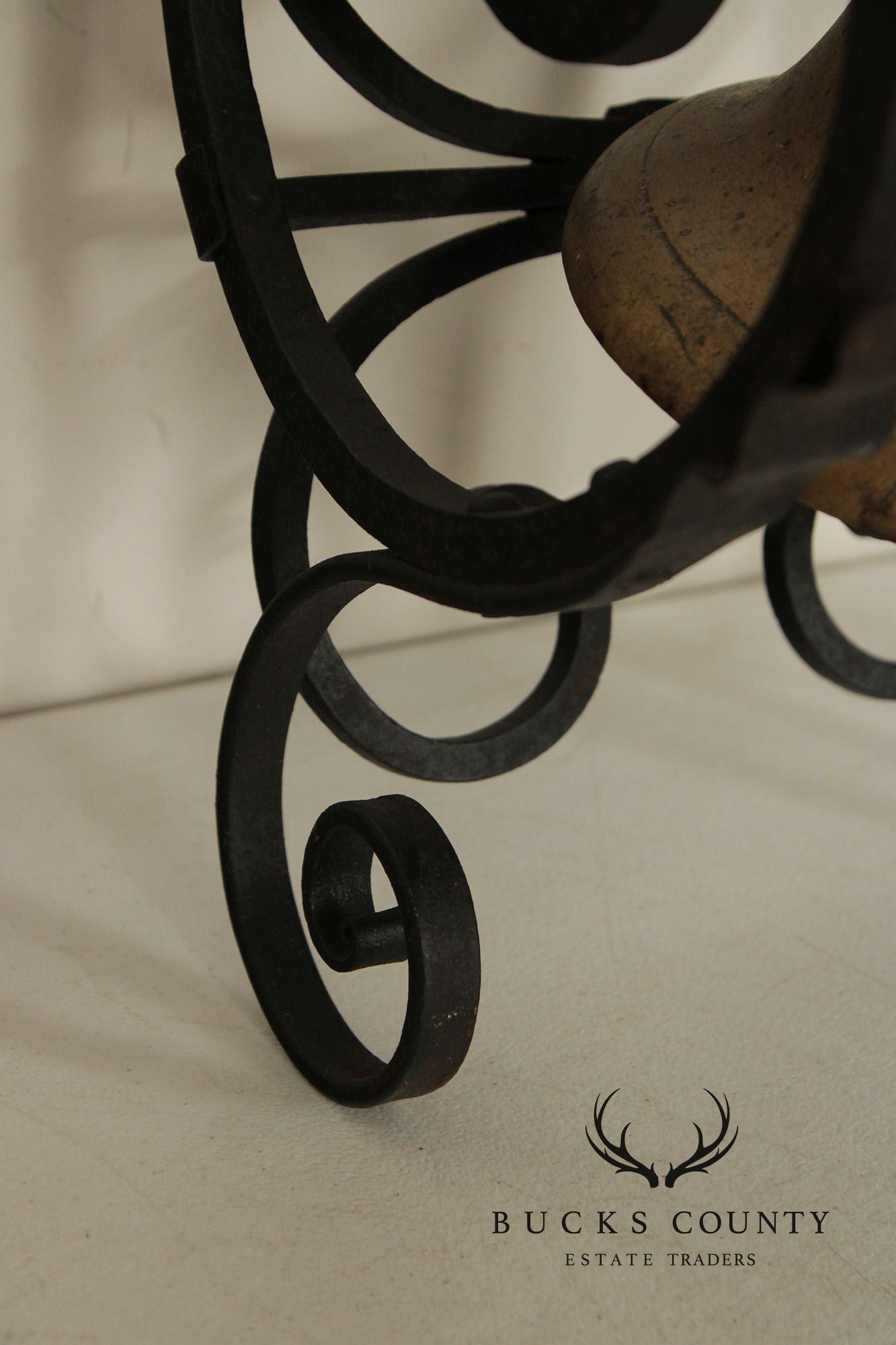 Antique Wrought Iron and Brass Wall-Mounted Bell