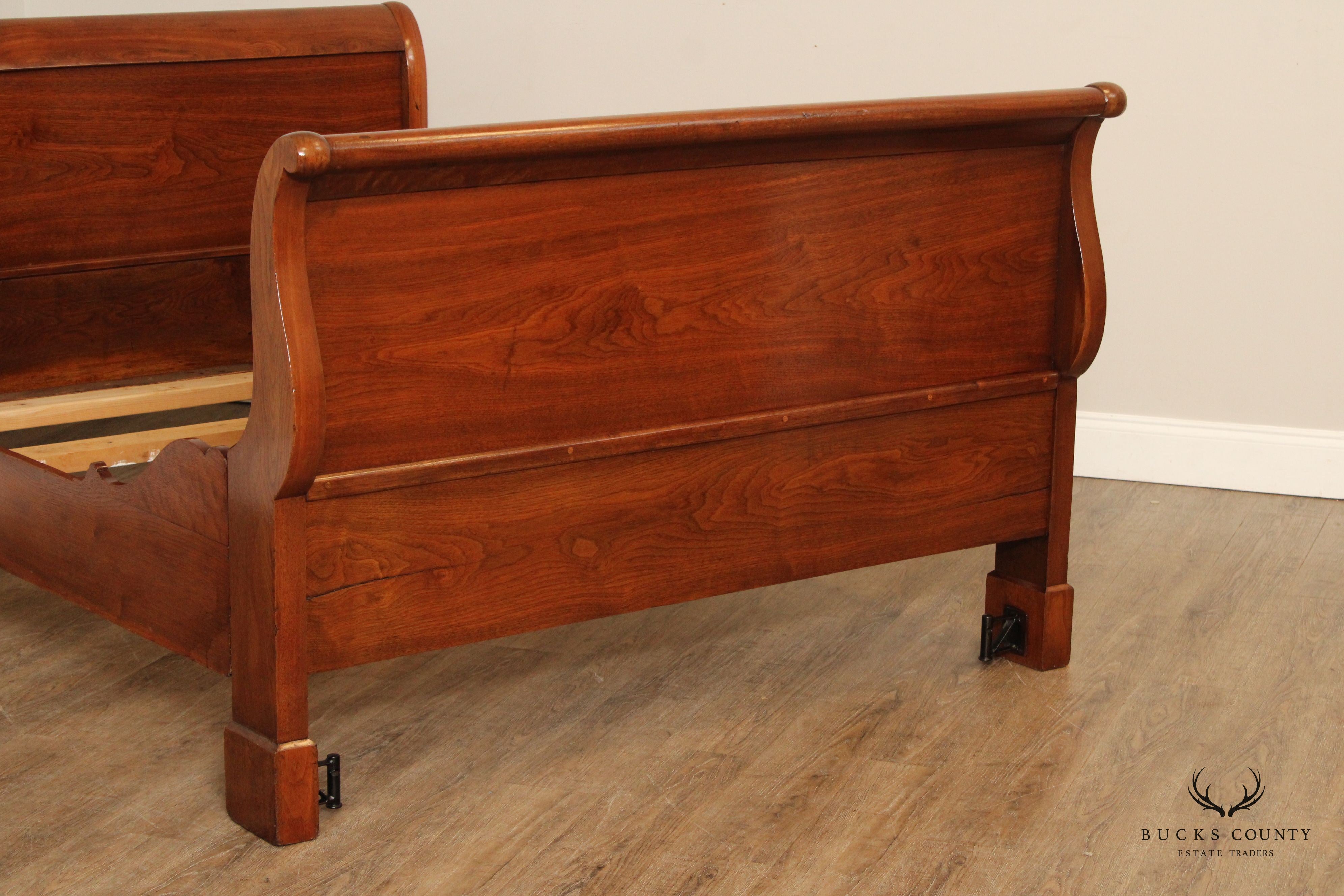 Antique Empire Full-Size Walnut Sleigh Bed