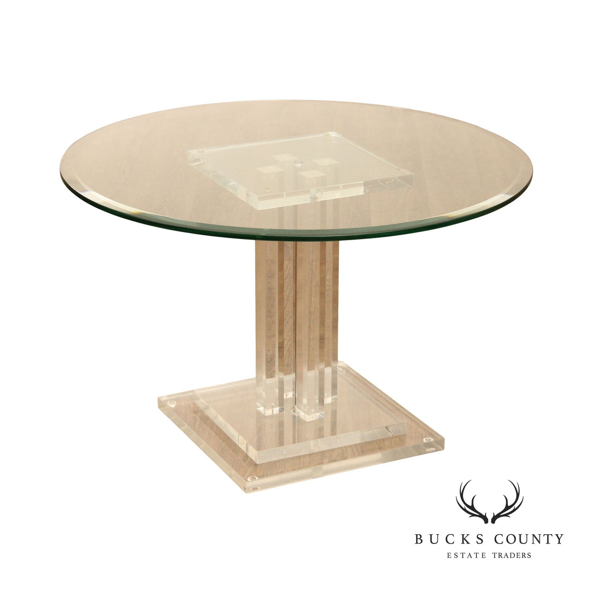 Postmodern Round Lucite Pedestal Center Table