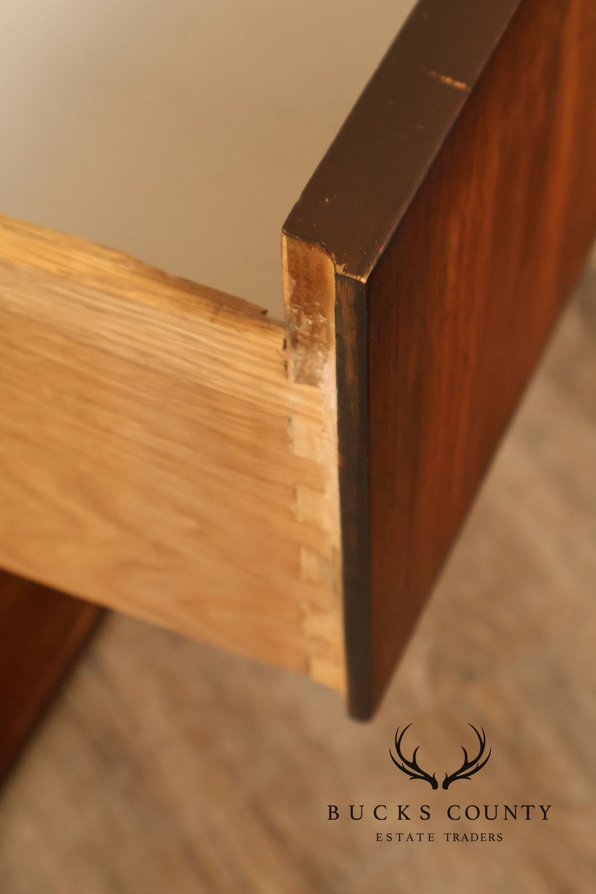 Lane Mid Century Modern Pair Of Walnut Campaign Style Nightstands