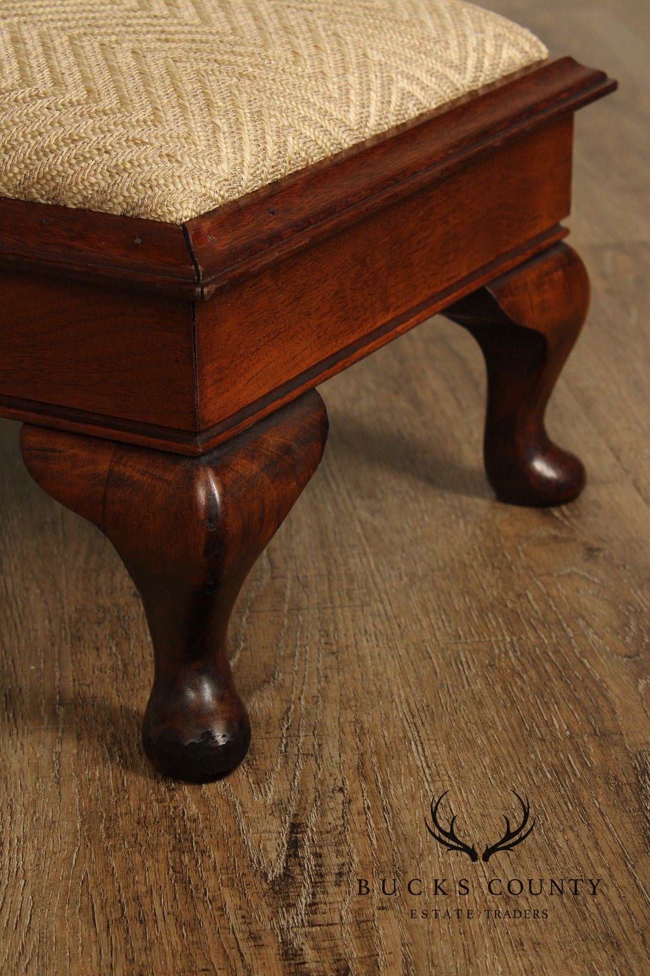 Vintage Mahogany Queen Anne Style Footstool