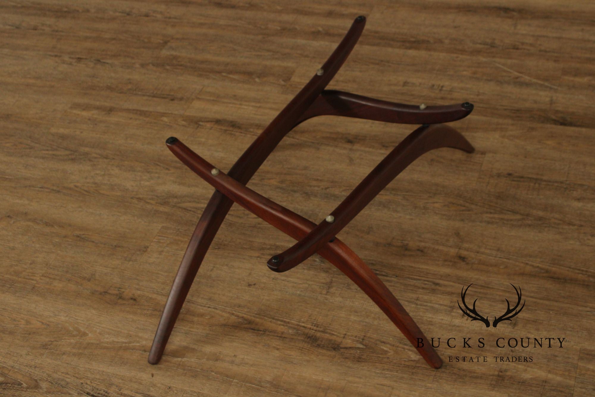 Mid Century Modern Glass Top Walnut Coffee Table