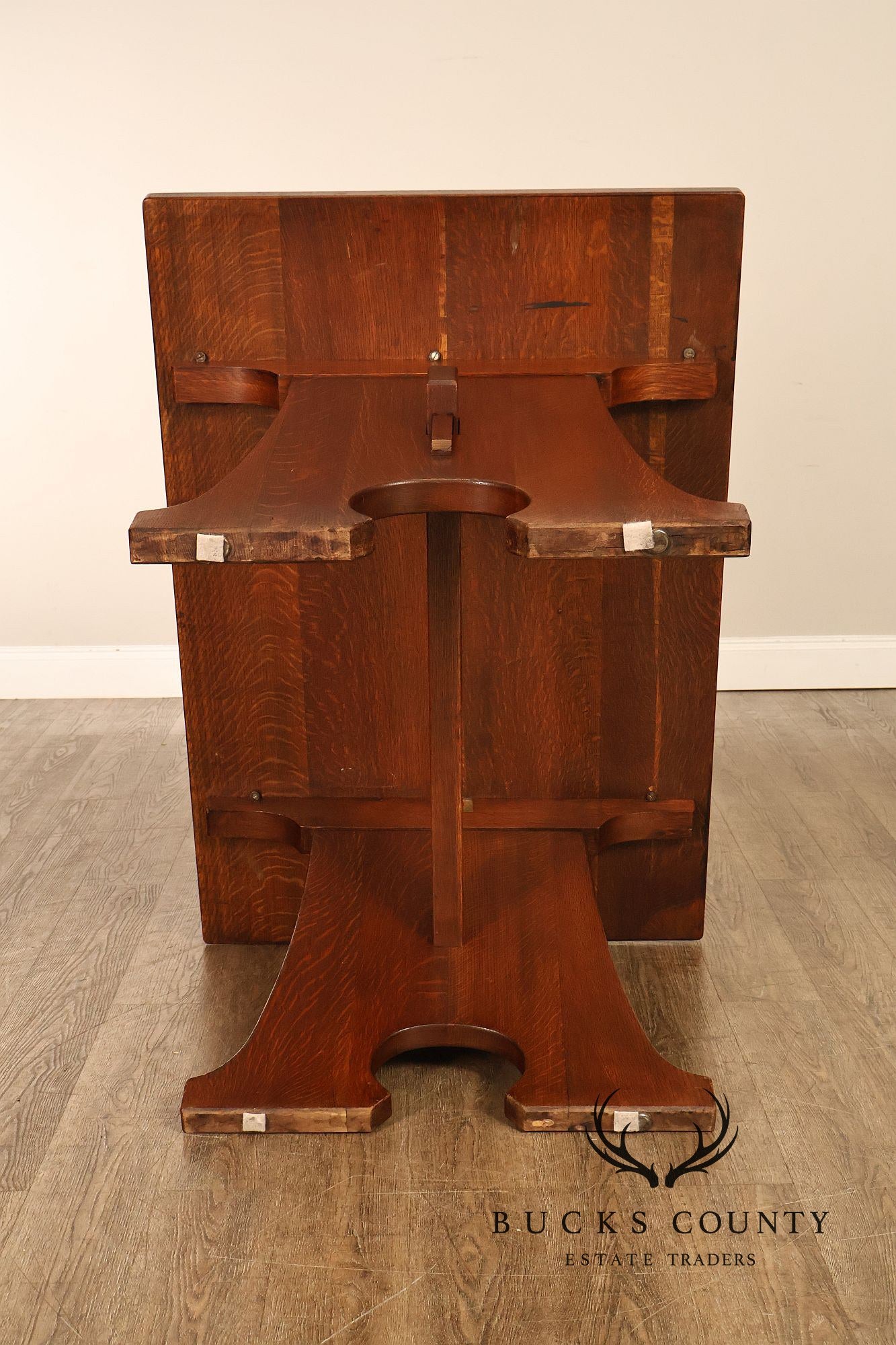 Antique L & JG Stickley Trestle Table Mousehole