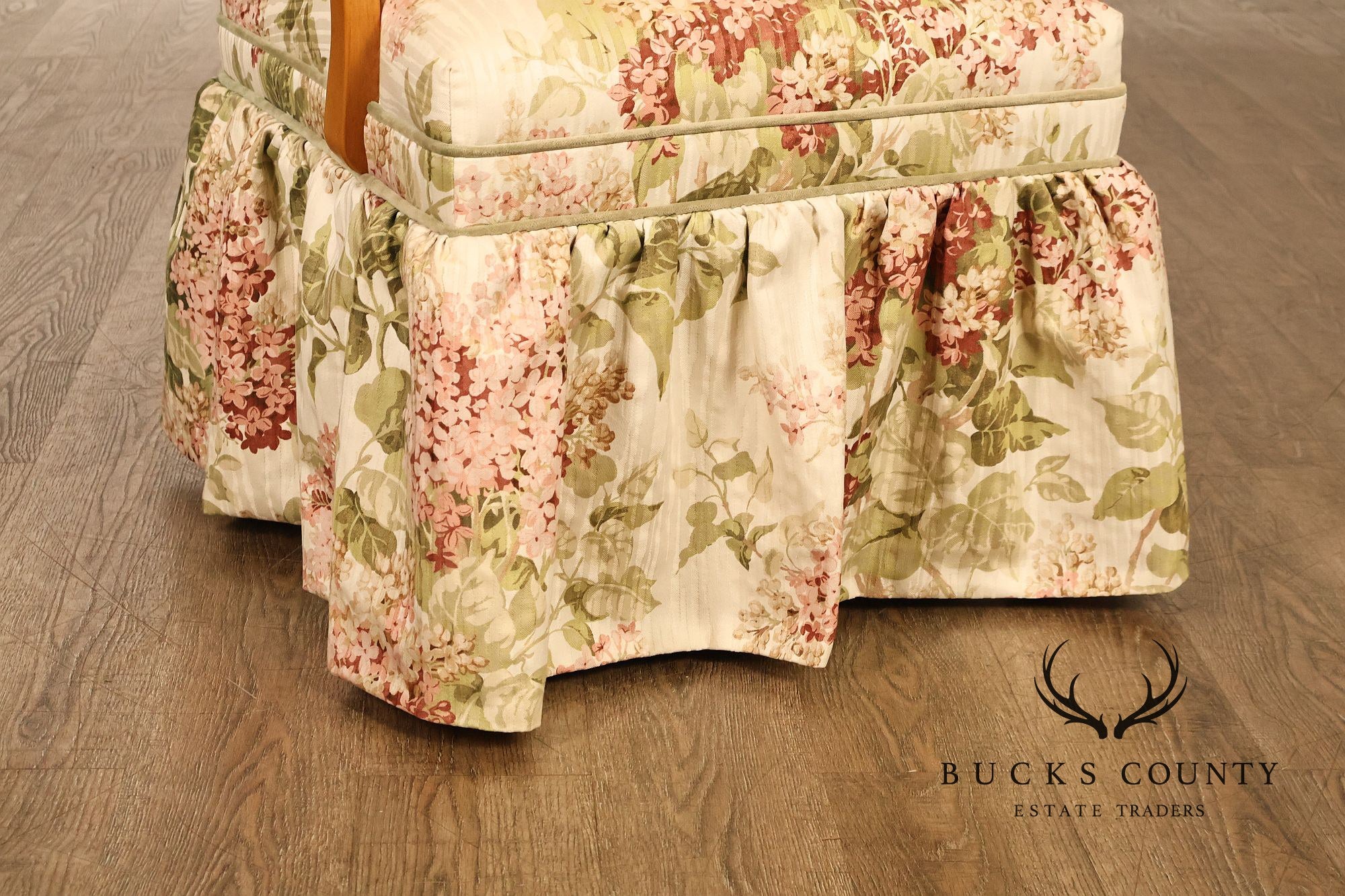 Ethan Allen Pair Of Floral Upholstered Skirted Armchairs