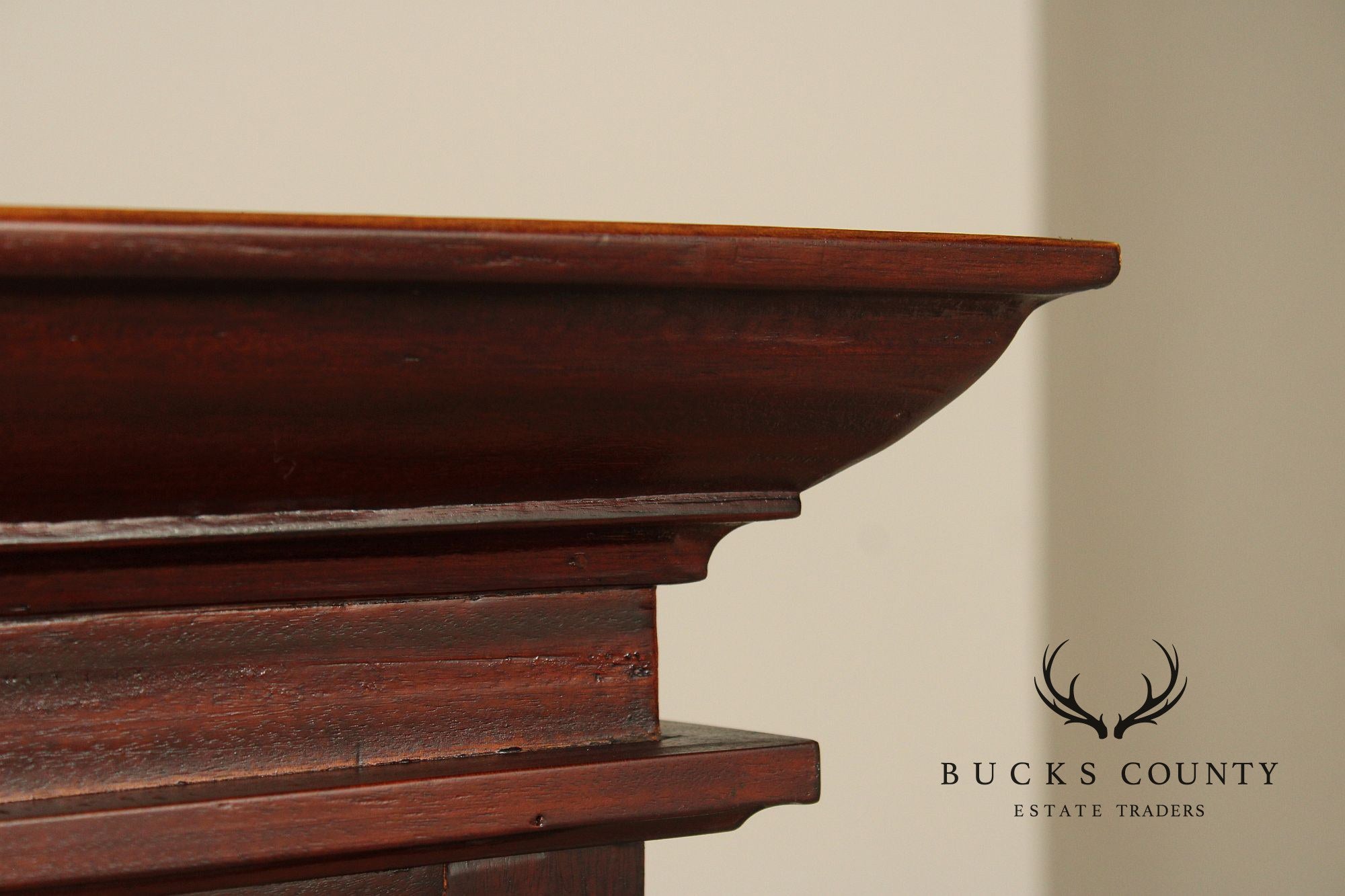 Mahogany Pair Of Tall Open Bookcases With Drawers