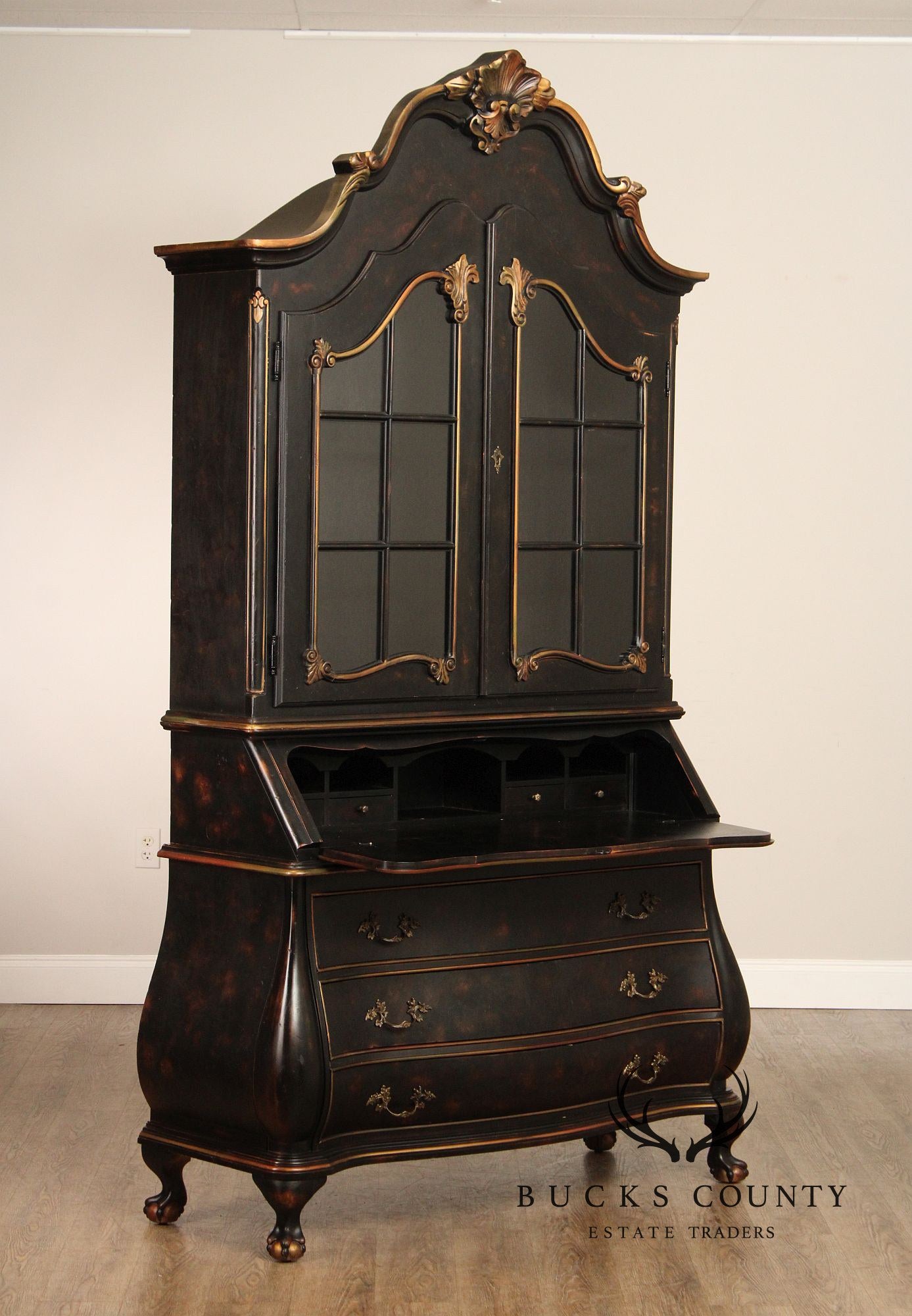 Hekman Italian Rococo Style Bombe Secretary Writing Desk