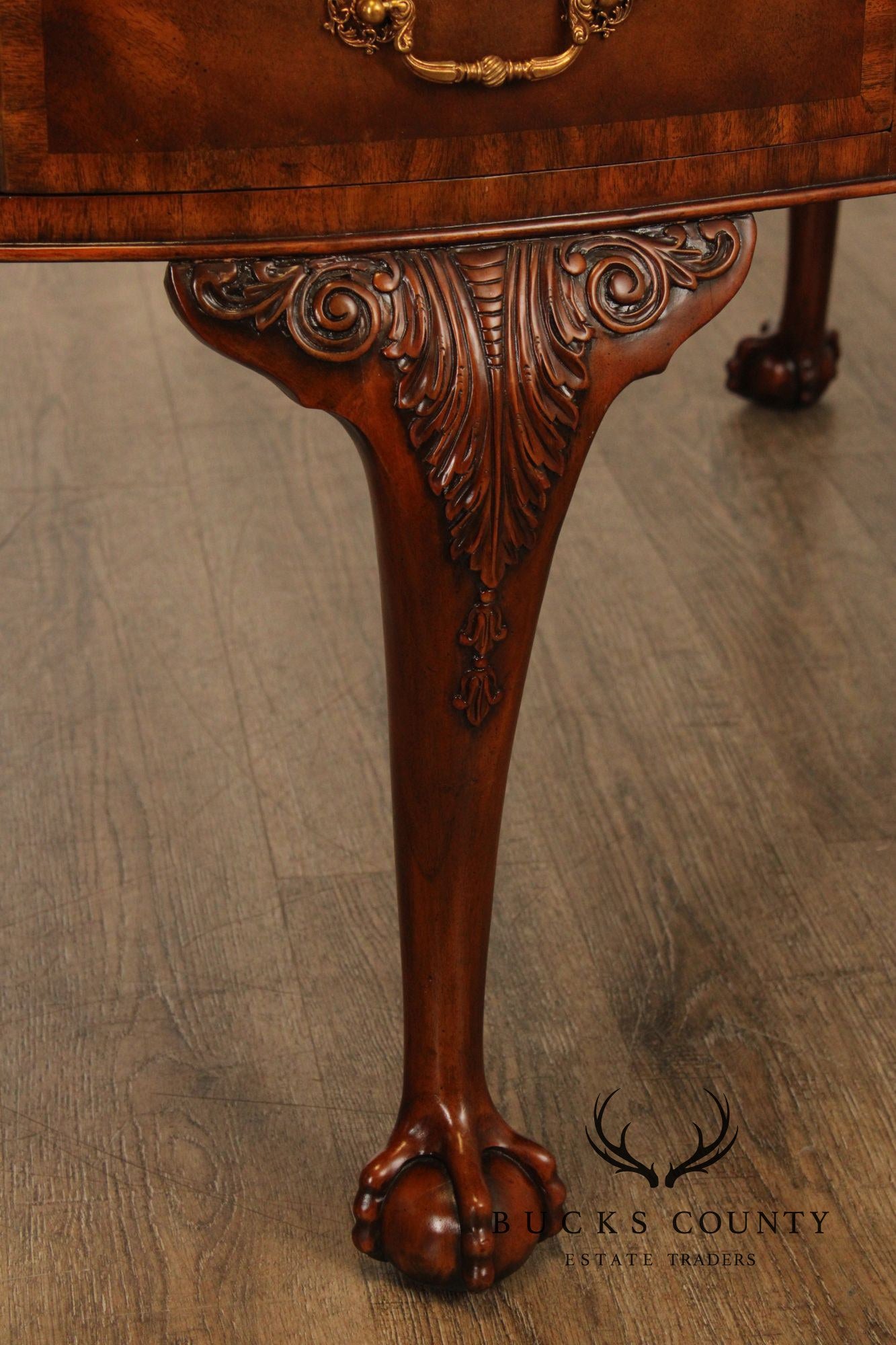 Maitland Smith Georgian Style Leather Top Mahogany Oval Desk
