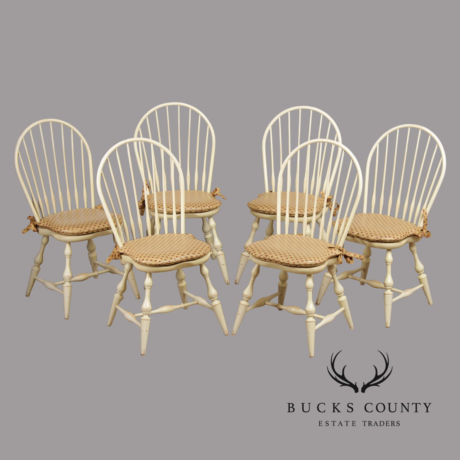 Nichols and Stone Set of Six Painted Windsor Dining Chairs