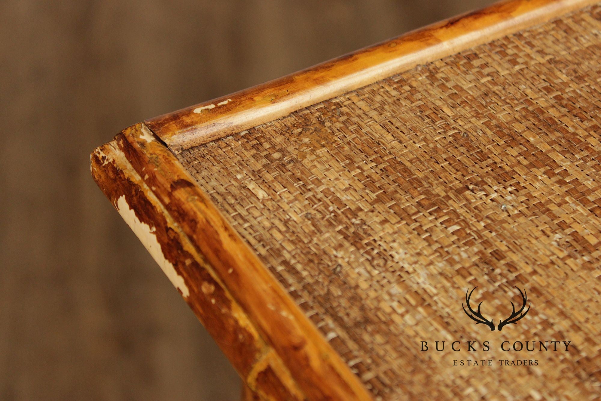 Vintage Bamboo And Rattan Writing Desk