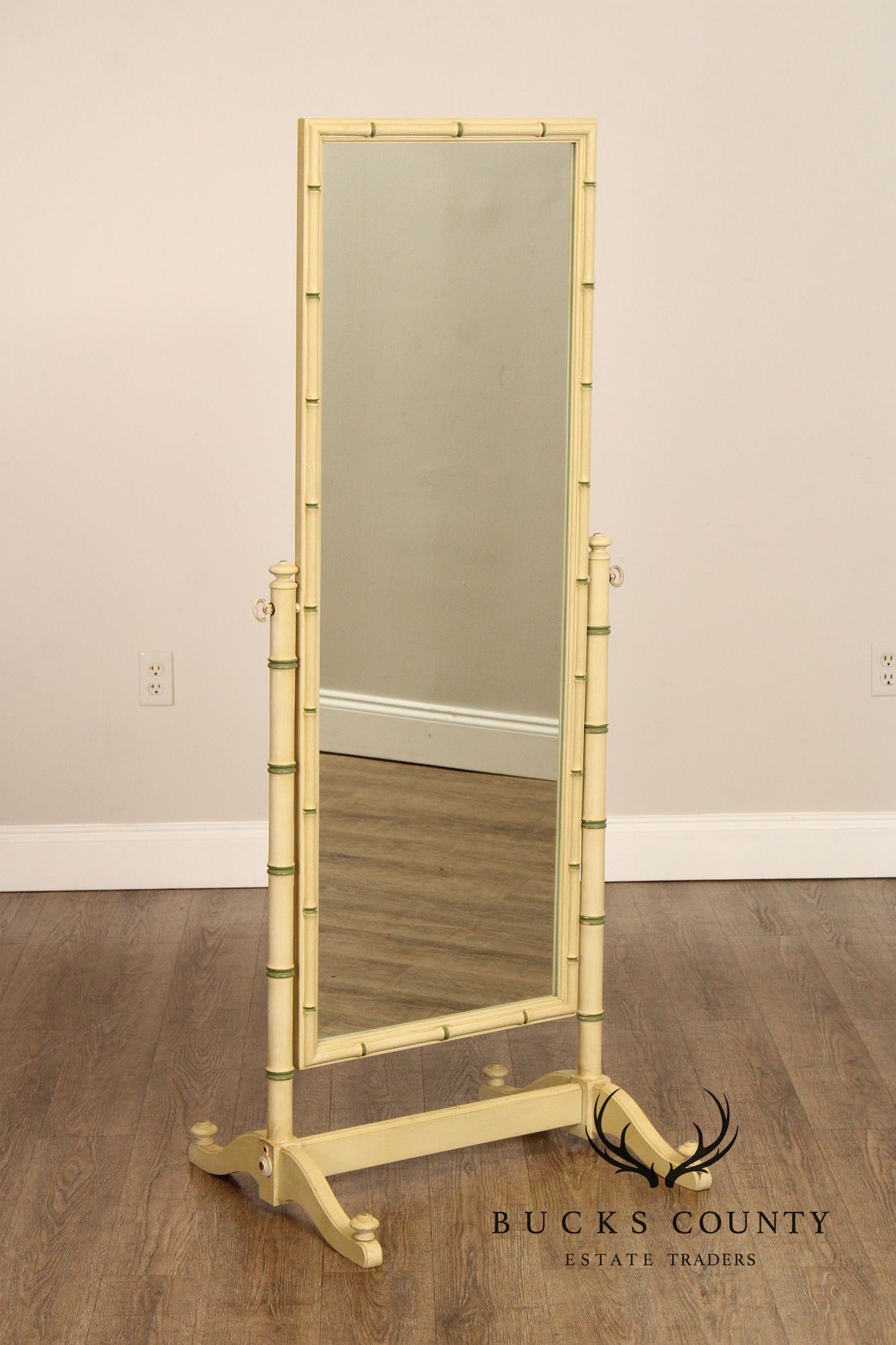 Thomasville Vintage Faux Bamboo Painted Cheval Mirror