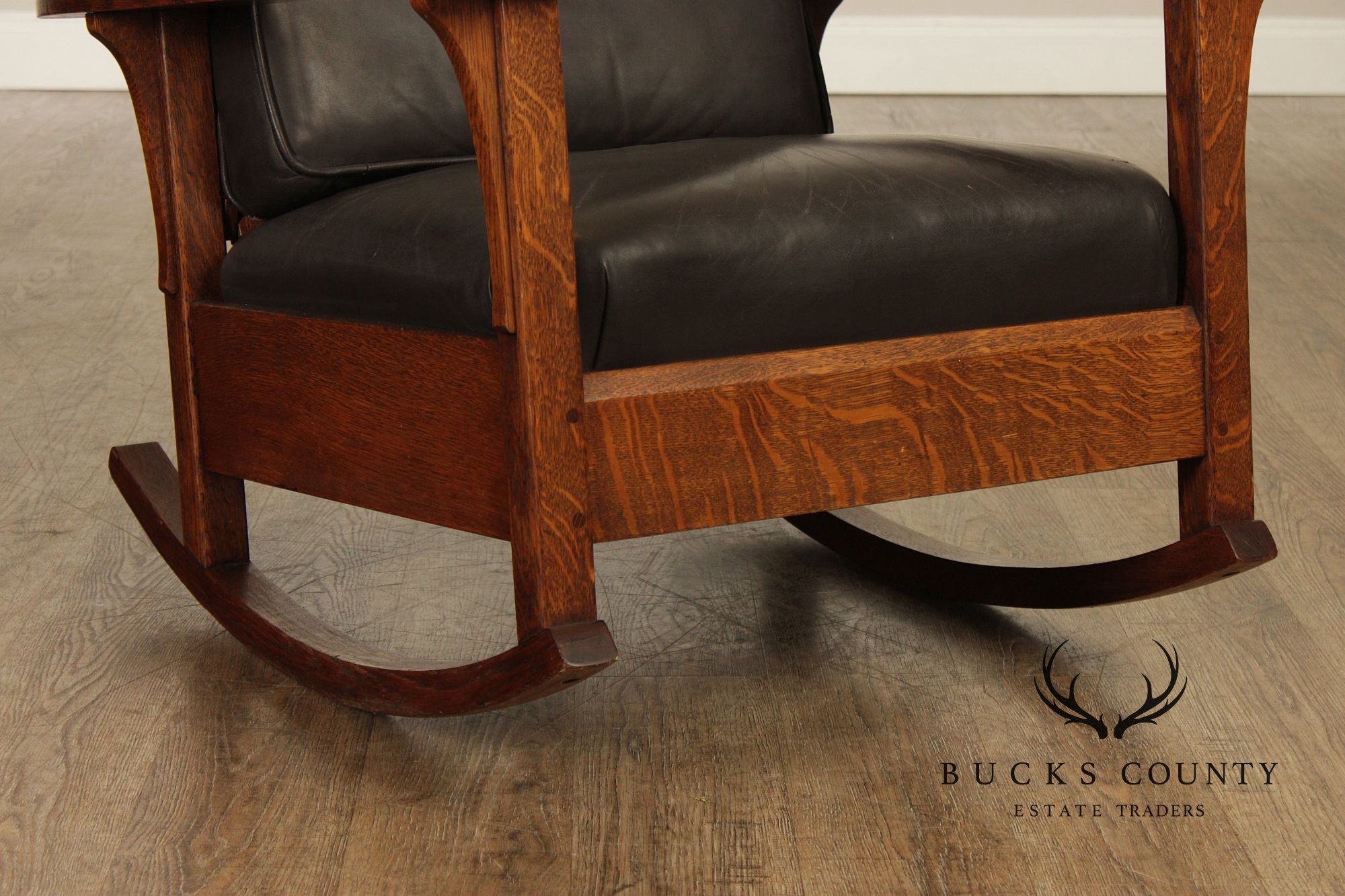 Antique L. & J.G. Stickley Mission Oak Morris Rocker