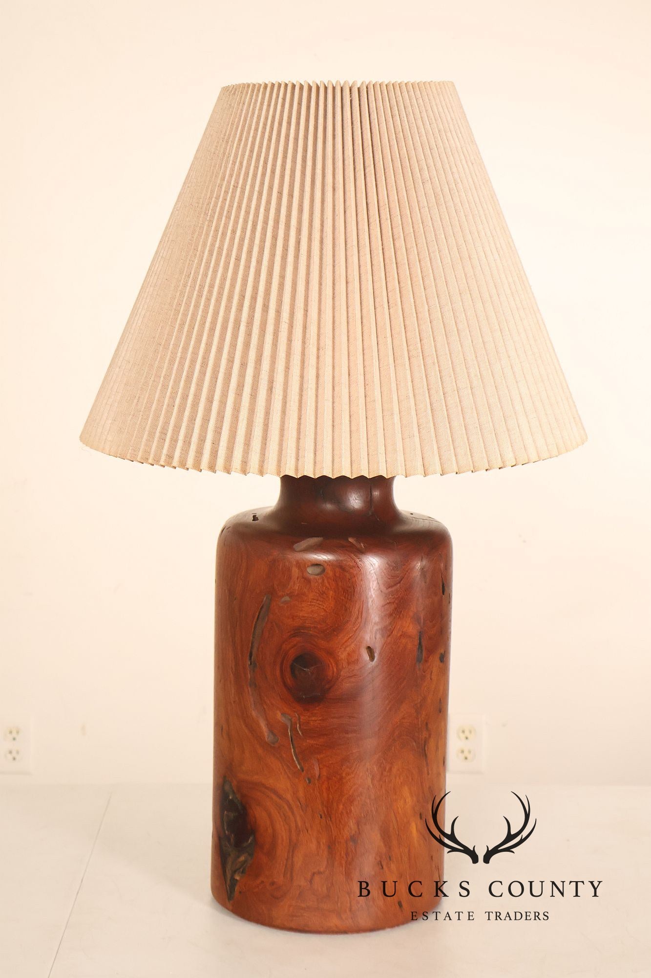 Organic Modern Mid Century Modern Pair of Turned Wood Table Lamps