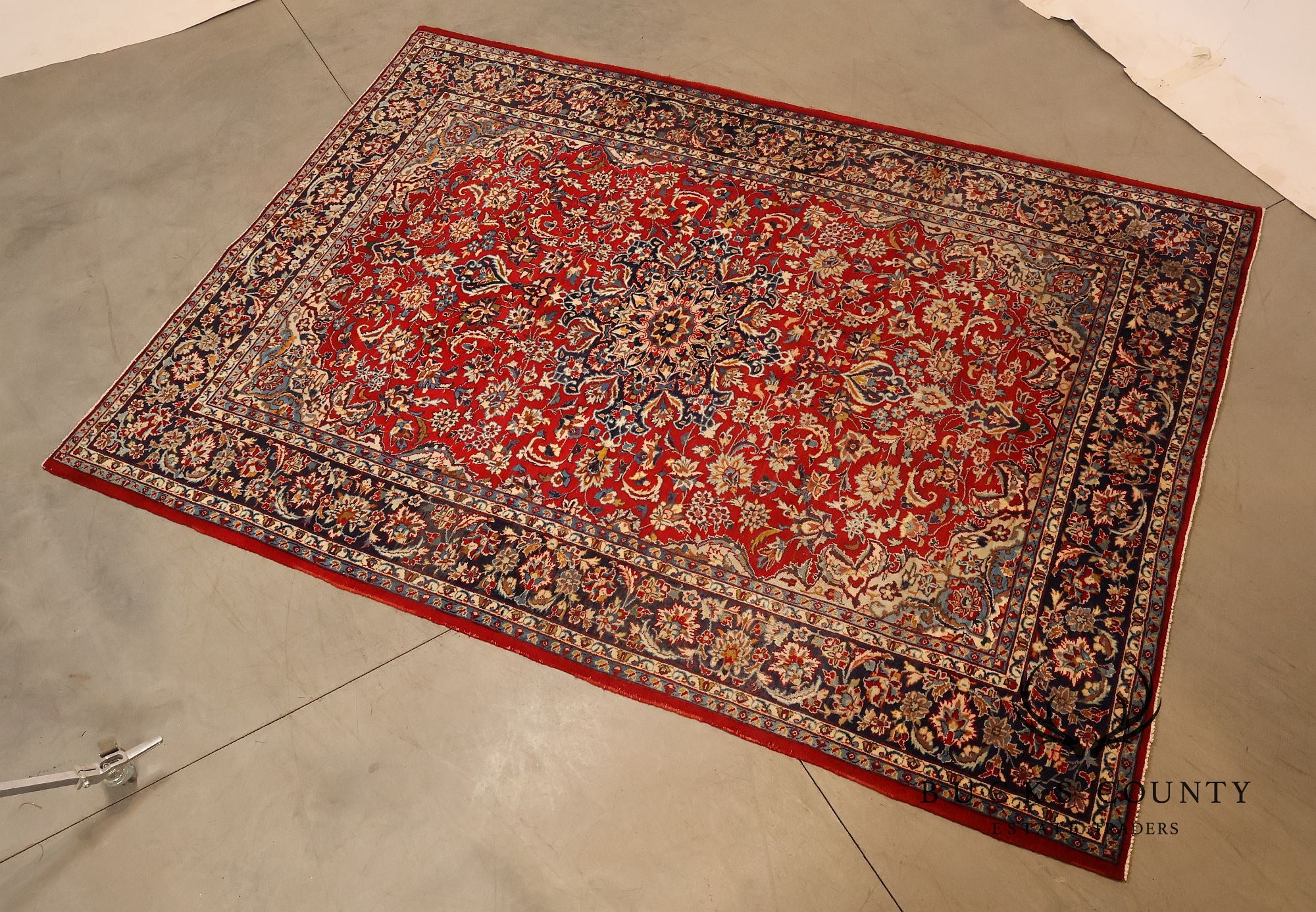 Hand Knotted Persian Style Vintage Wool Area Rug Red Field Floral Medallion