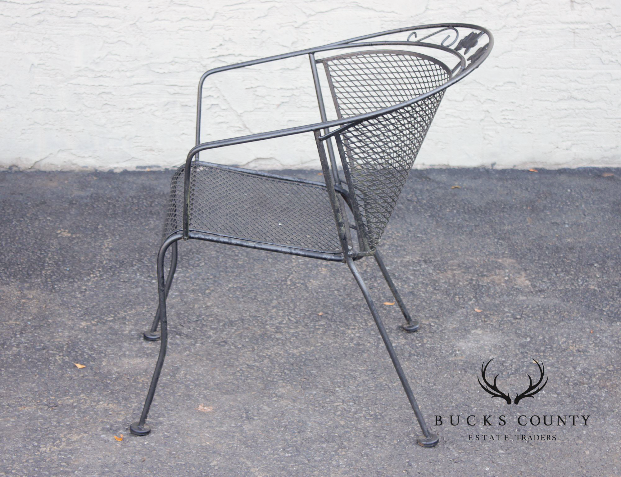 Vintage Wrought Iron Pair Of Patio Armchairs Chairs