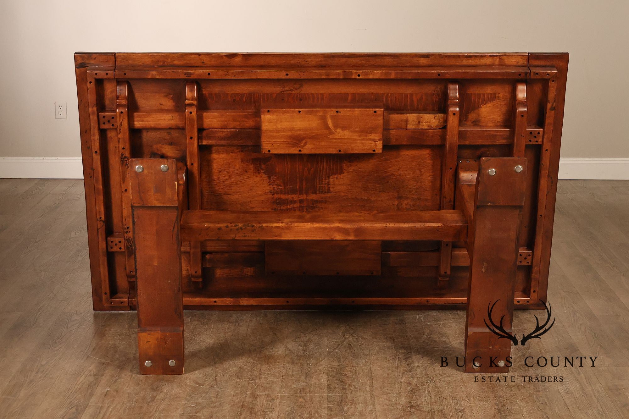 Bausman Farmhouse Trestle Dining Table With 2 Leaves