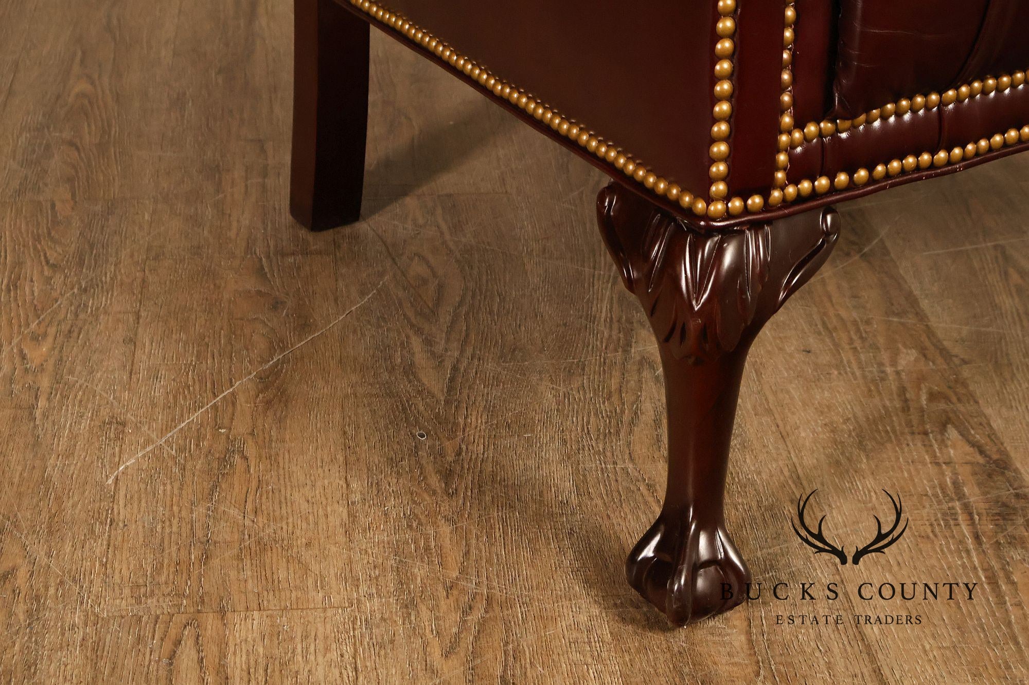 Leathercraft Chesterfield Style Tufted Oxblood Leather Wing Chair