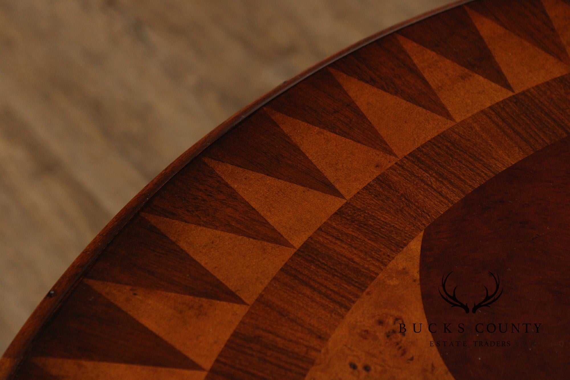 Theodore Alexander Round Inlaid Burlwood Center Table