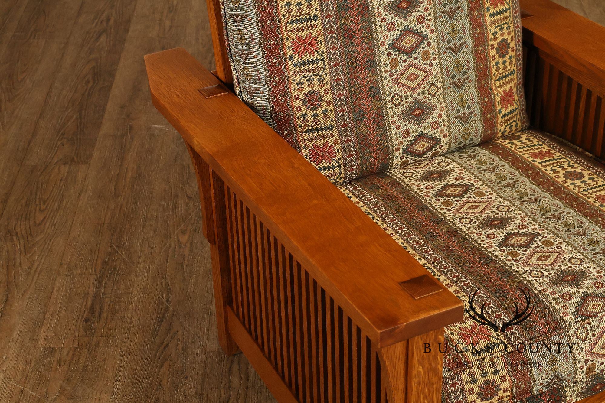 Stickley Mission Collection Oak Compact Morris Chair With Loose Cushions