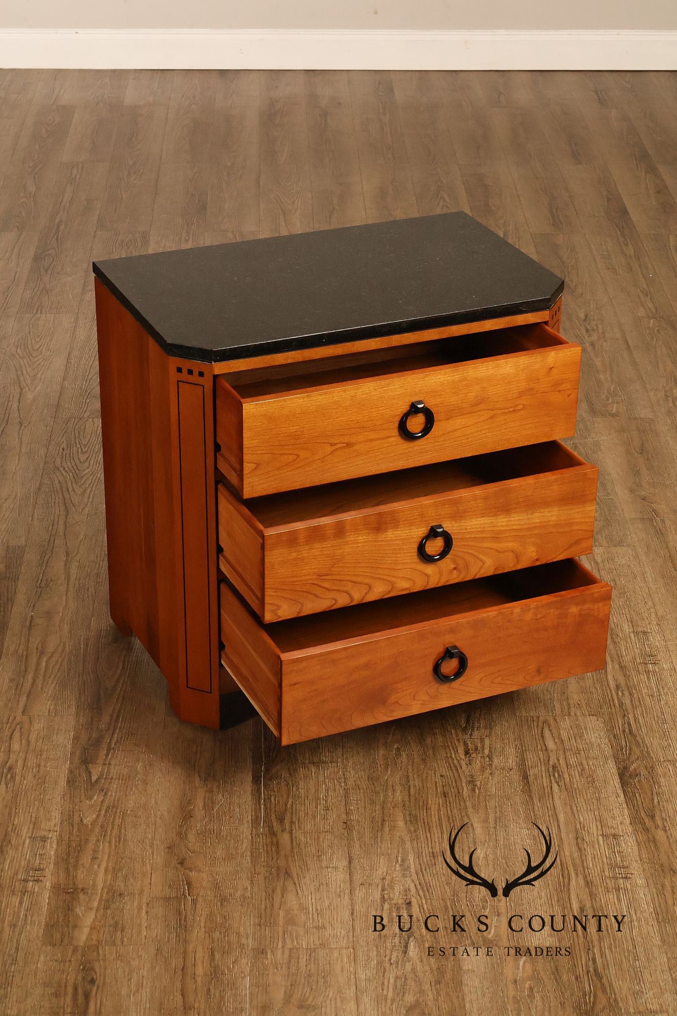 Stickley 21st Century Collection Pair of Granite Top Cherry Nightstands