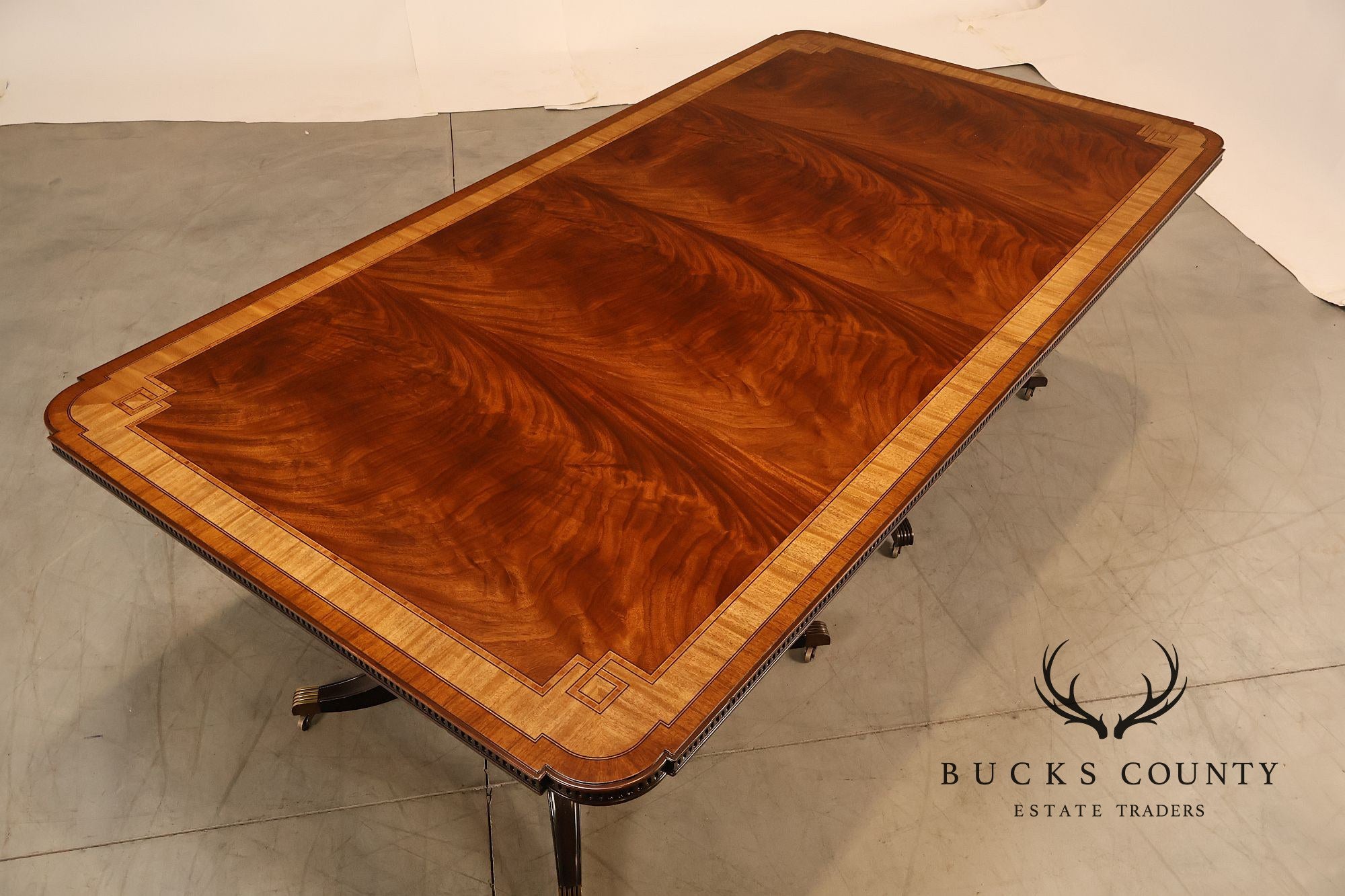 Maitland Smith Greek Key Mahogany & Satinwood Banded Dining Table