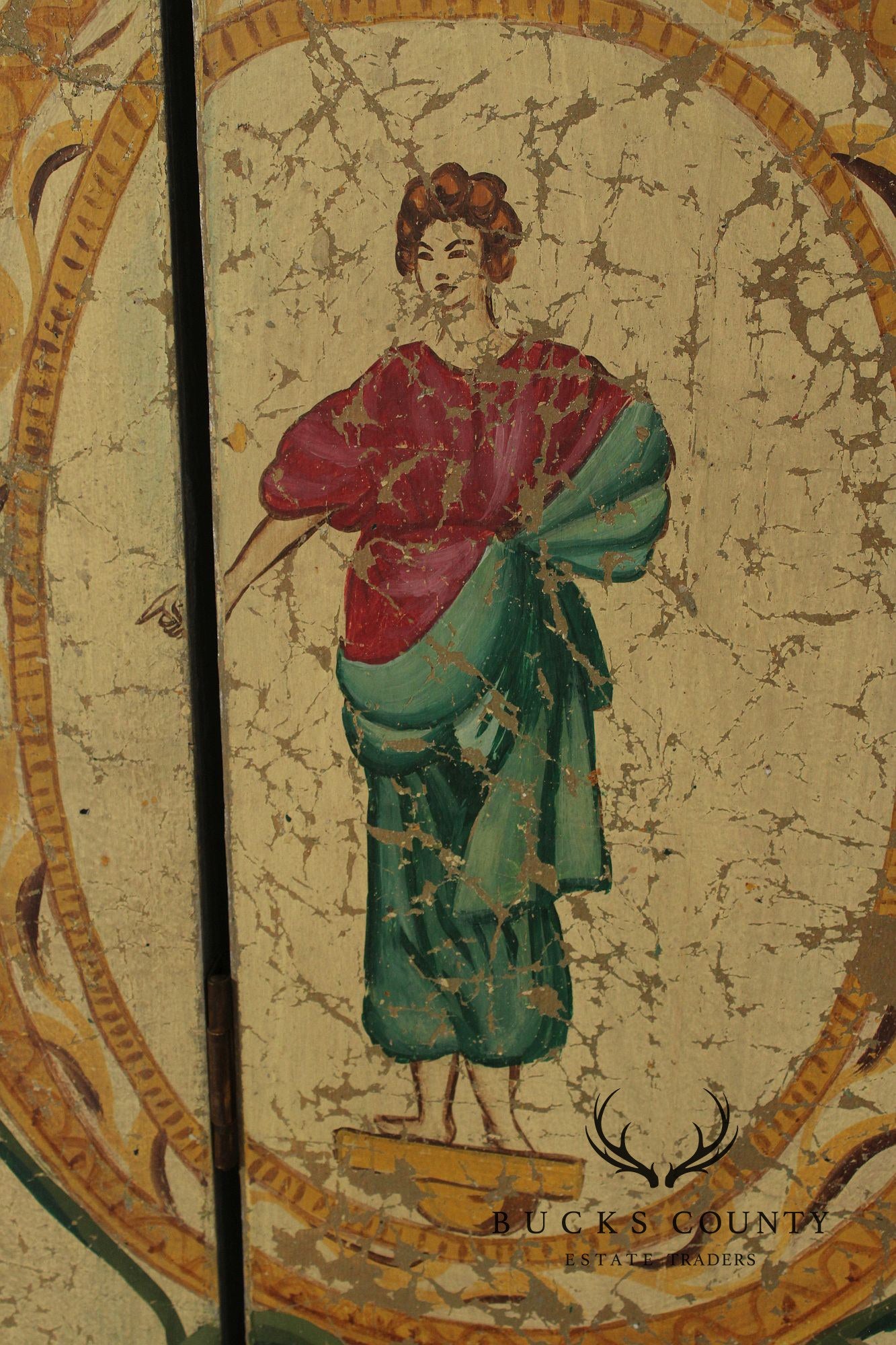 Italian Neoclassical Style Painted Four-Panel Folding Screen