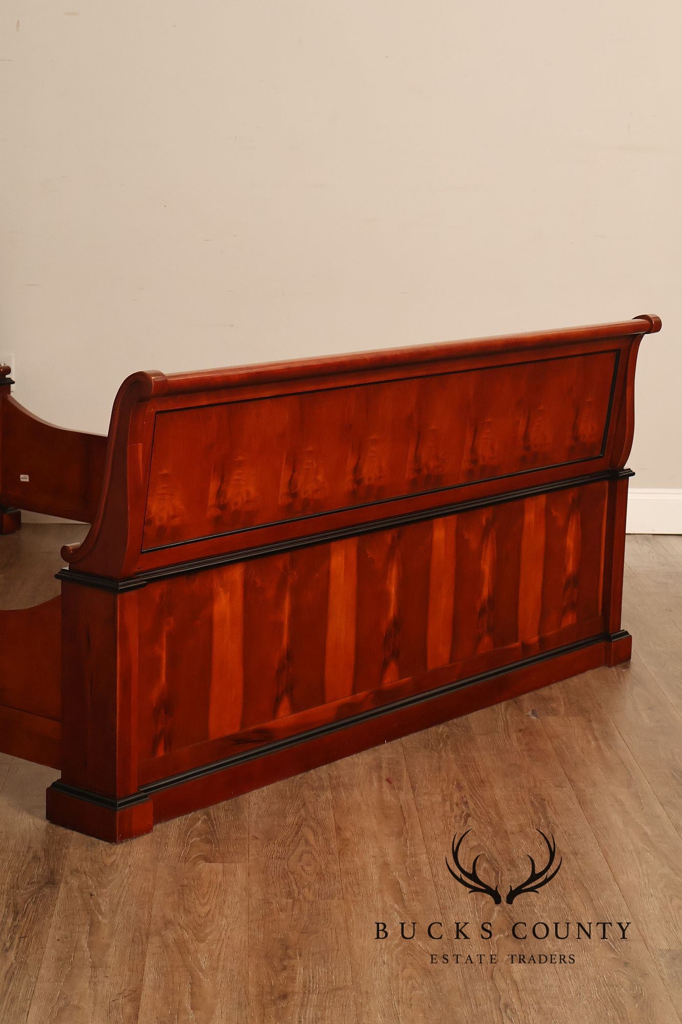 Century Furniture Biedermeier Style Yew Wood Queen Sleigh Bed