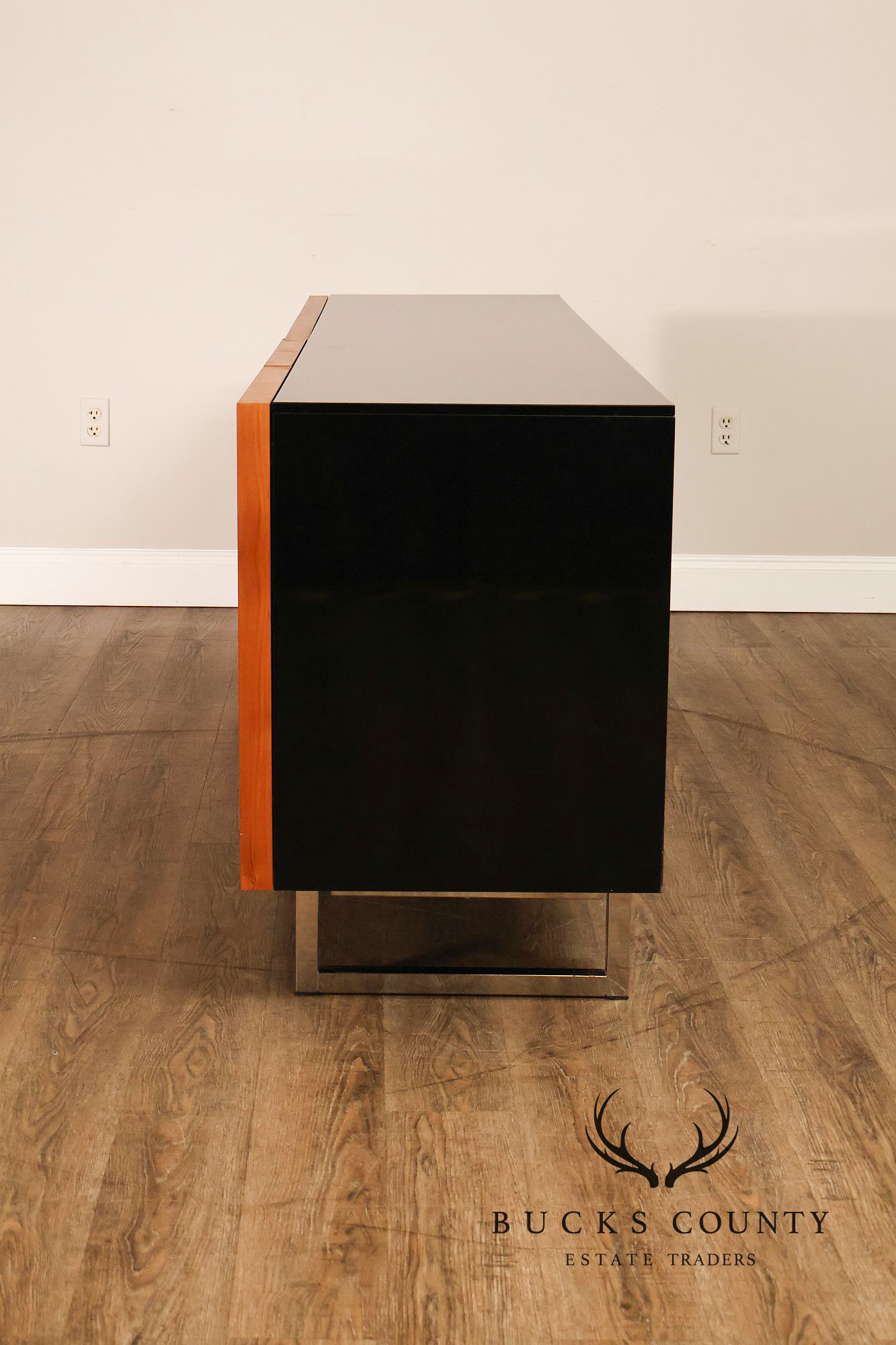 Mid Century Modern Black Top Credenza