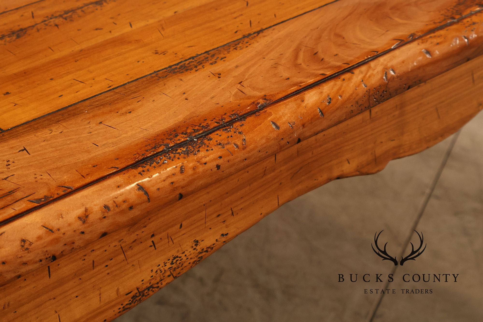 French Provincial Style Distressed Wood Extendable Dining Table