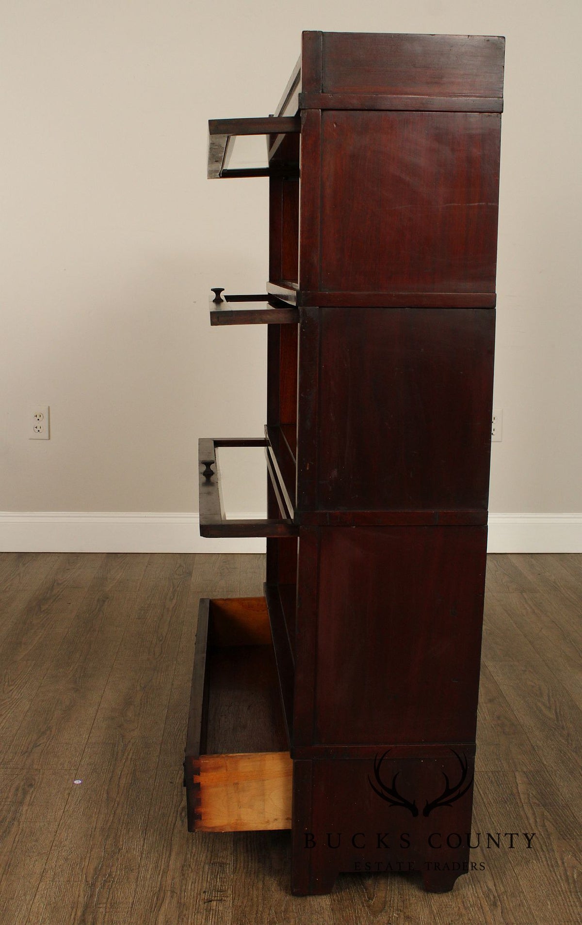 Vintage Mahogany Three-Stack Barrister Bookcase