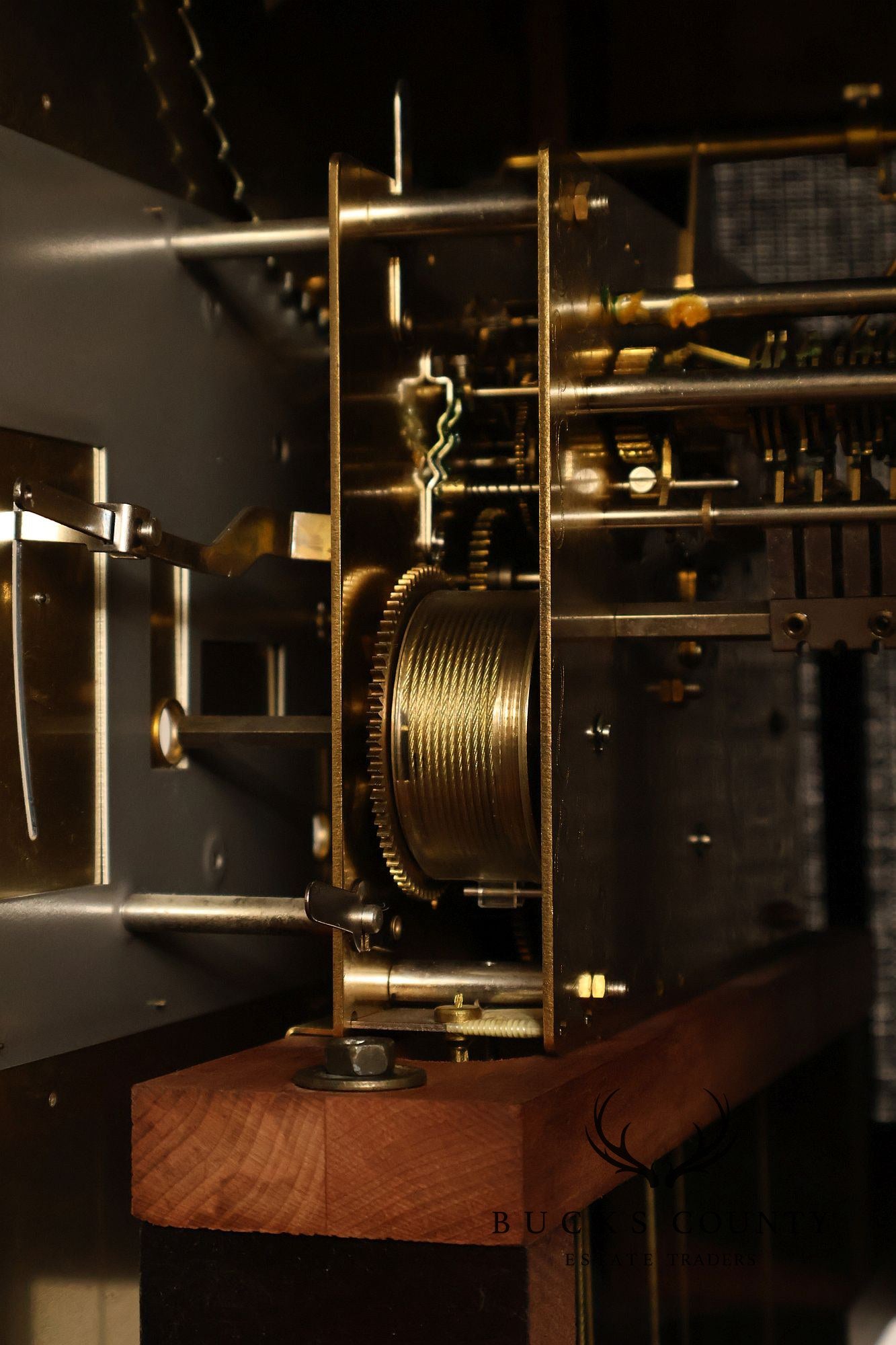Howard Miller Mahogany Grandfather Clock With Brass Dial And Weights