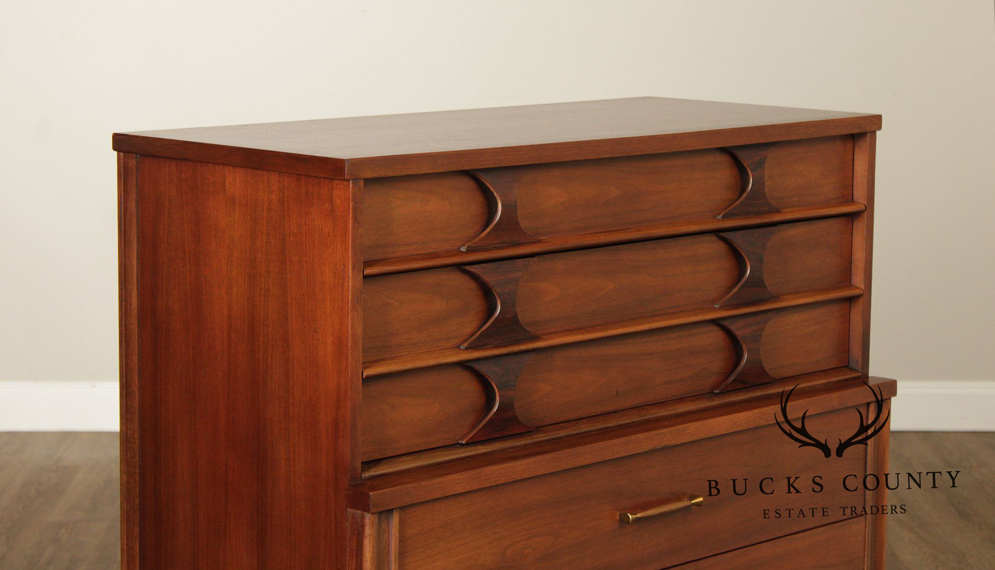 Kent Coffey 'Perspecta' Walnut And Rosewood Tall Chest