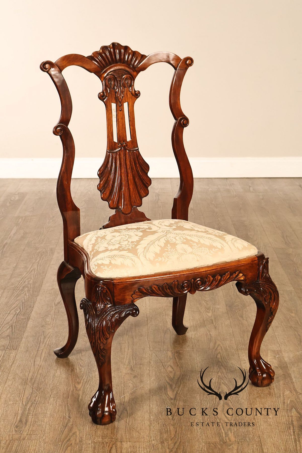 Chippendale Style Set Of 8 Mahogany Carved Claw Foot Dining Chairs