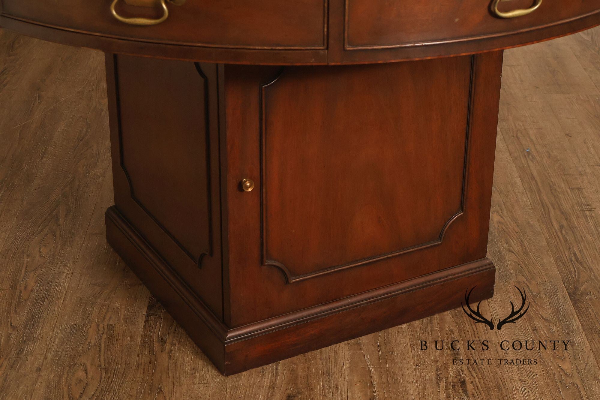 Kittinger Leather Top Round Rent Table With Drawers T295