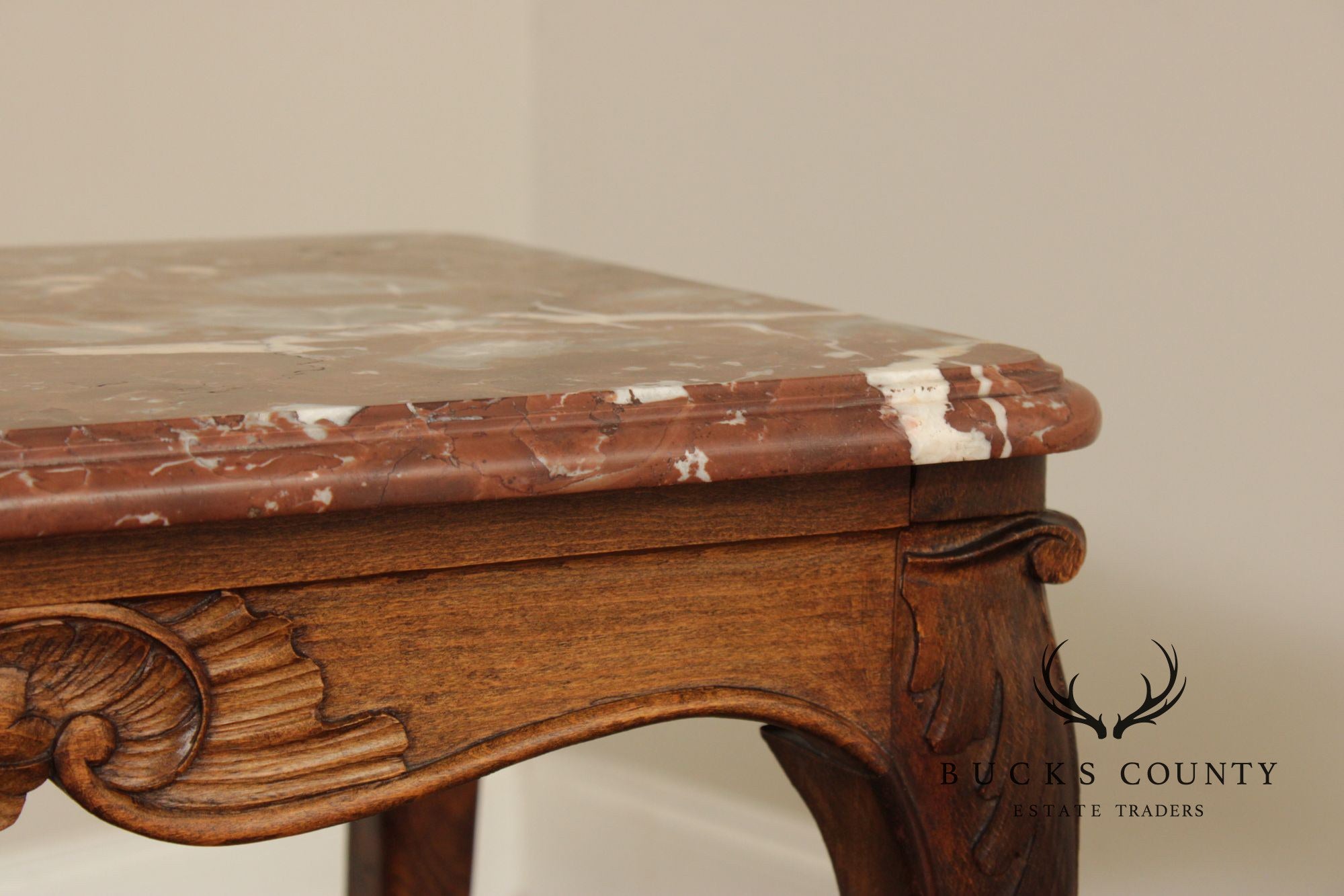 French Louis XV Style Marble Top End Table