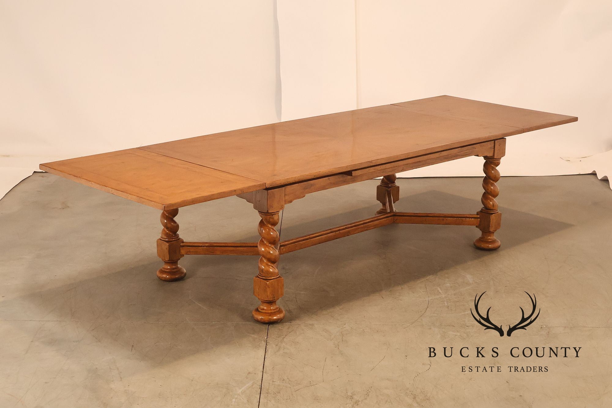 French Louis XIII Style Draw-Leaf Trestle Dining Table