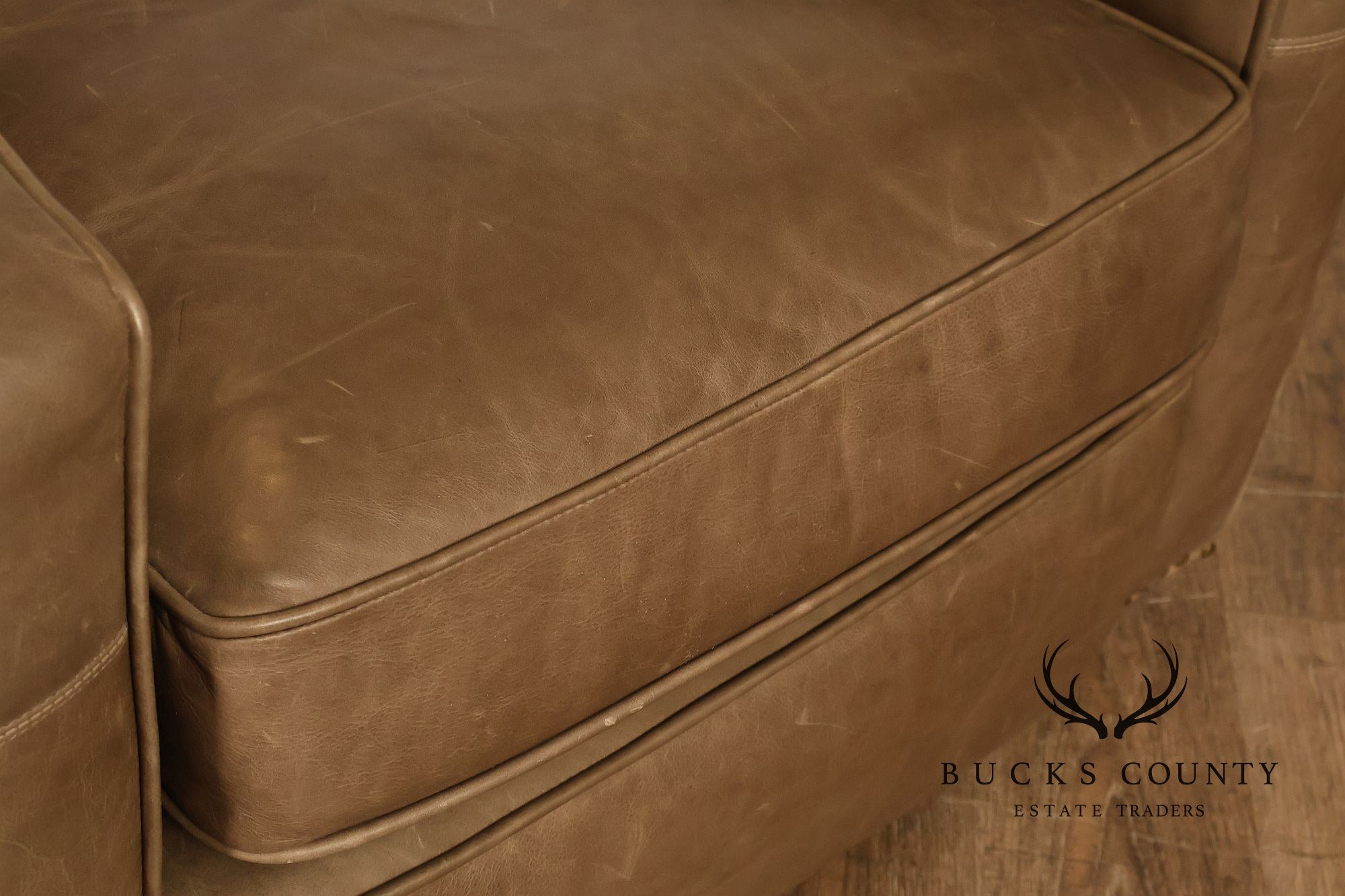 Restoration Hardware Pair Of Leather Swivel Club Chairs