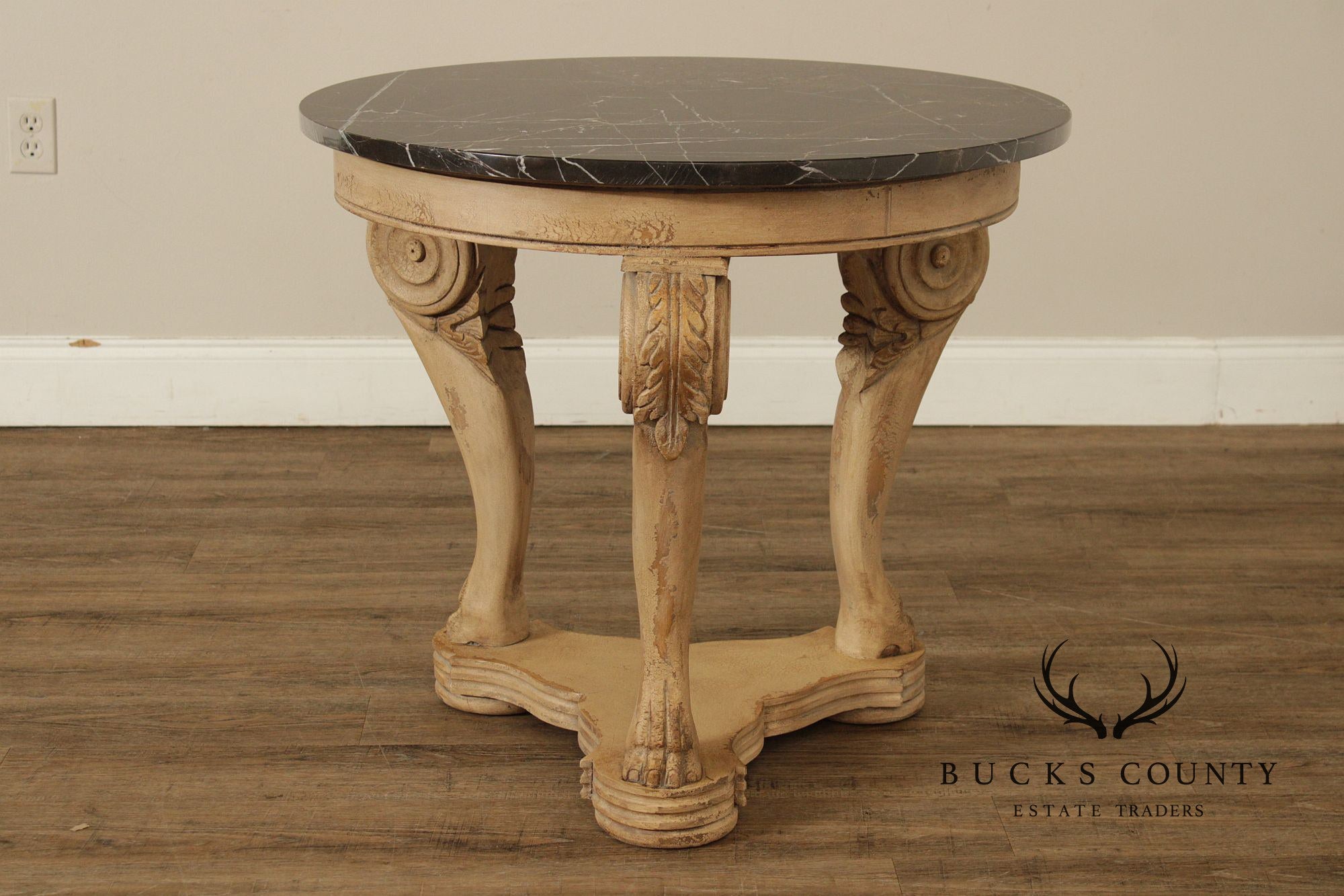 Italian Neoclassical Style Round Marble Top Side Table